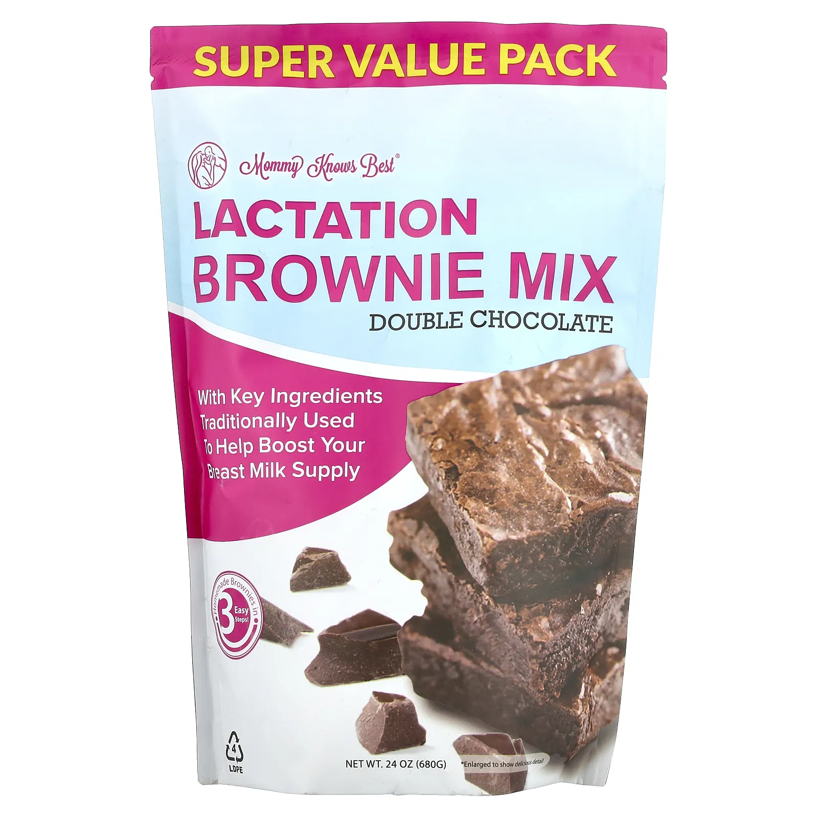 Mommy Knows Best, Lactation Brownie Mix, смесь для приготовления брауни, двойной шоколад, 680 г (24 унции)