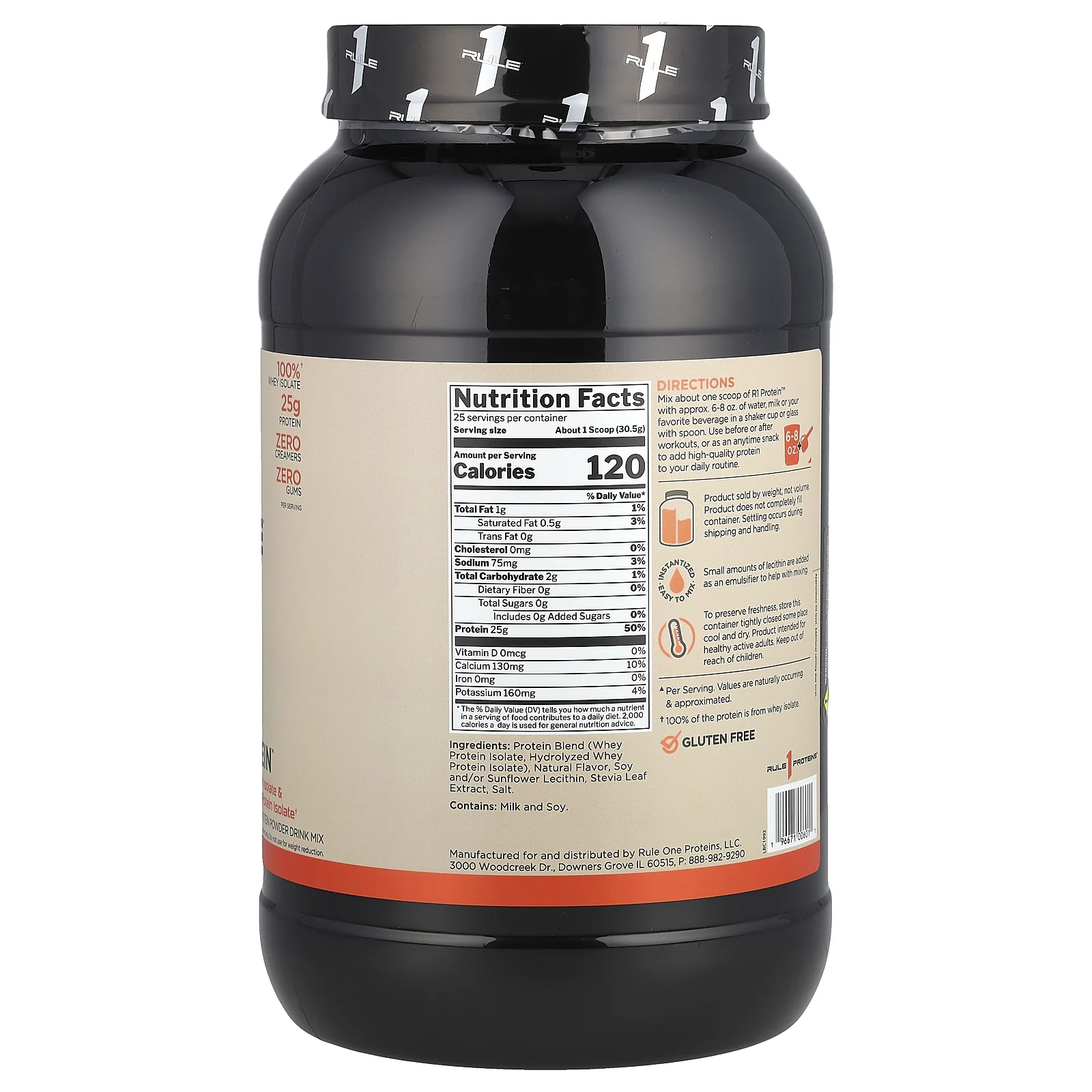 Rule One Proteins, R1 протеиновая смесь для приготовления напитка, чистая ваниль, 763 г (1,68 фунта)