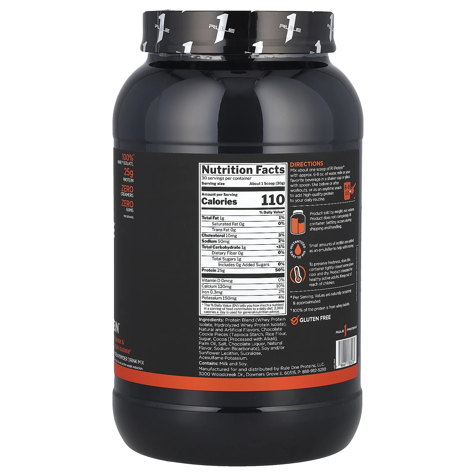 Rule One Proteins, R1, протеиновая смесь для приготовления напитка, со вкусом печенья и крема, 900 г (1,98 фунта)