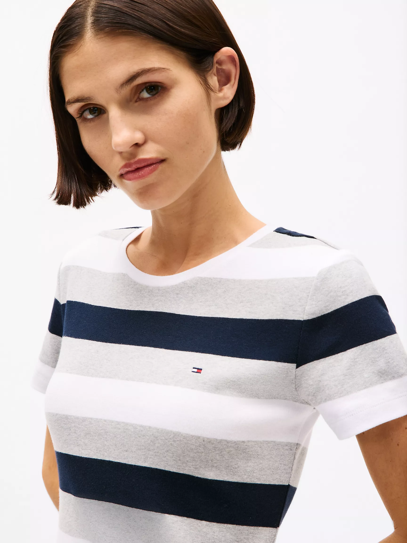 Женская футболка Tommy Hilfiger, Футболка с круглым вырезом и полосками в стиле регби