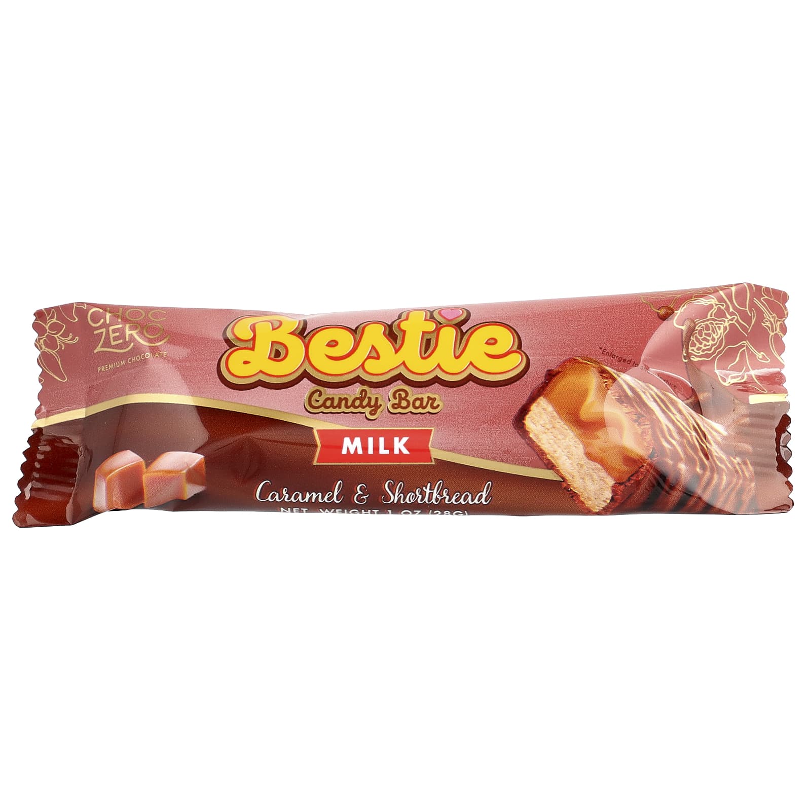 ChocZero, Bestie Candy Bar, батончики с молоком, карамелью и песочным печеньем, 8 батончиков в индивидуальной упаковке, 28 г (1 унция) каждый