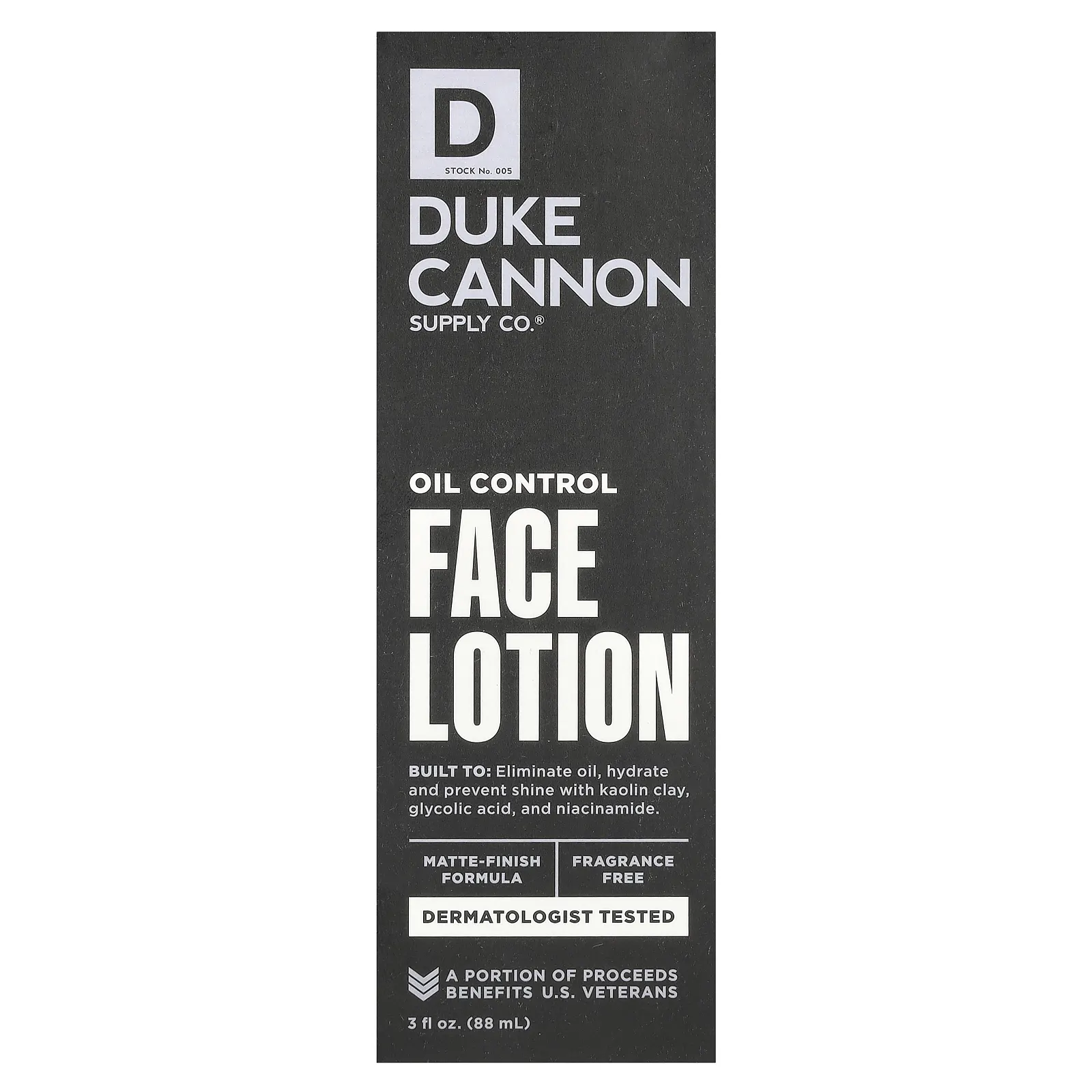 Duke Cannon Supply Co., Лосьон для лица, контролирующий жирность кожи, без отдушек, 88 мл (3 жидк. унц.)