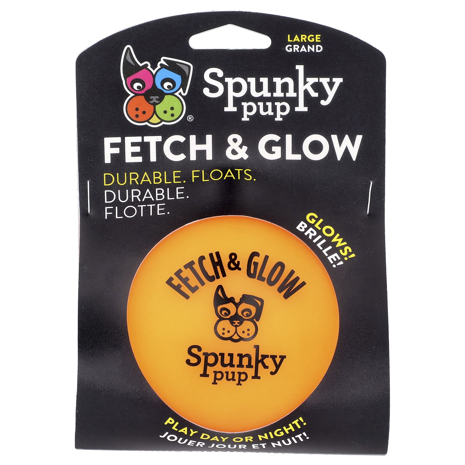 Spunky Pup, Fetch & Glow, шарик, большой, 1 шт.