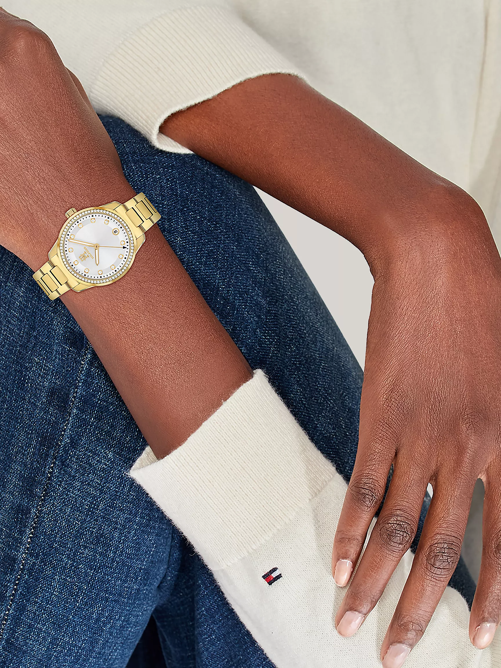 Женские часы Tommy Hilfiger, Позолоченные часы 36 мм T85 с кристаллами