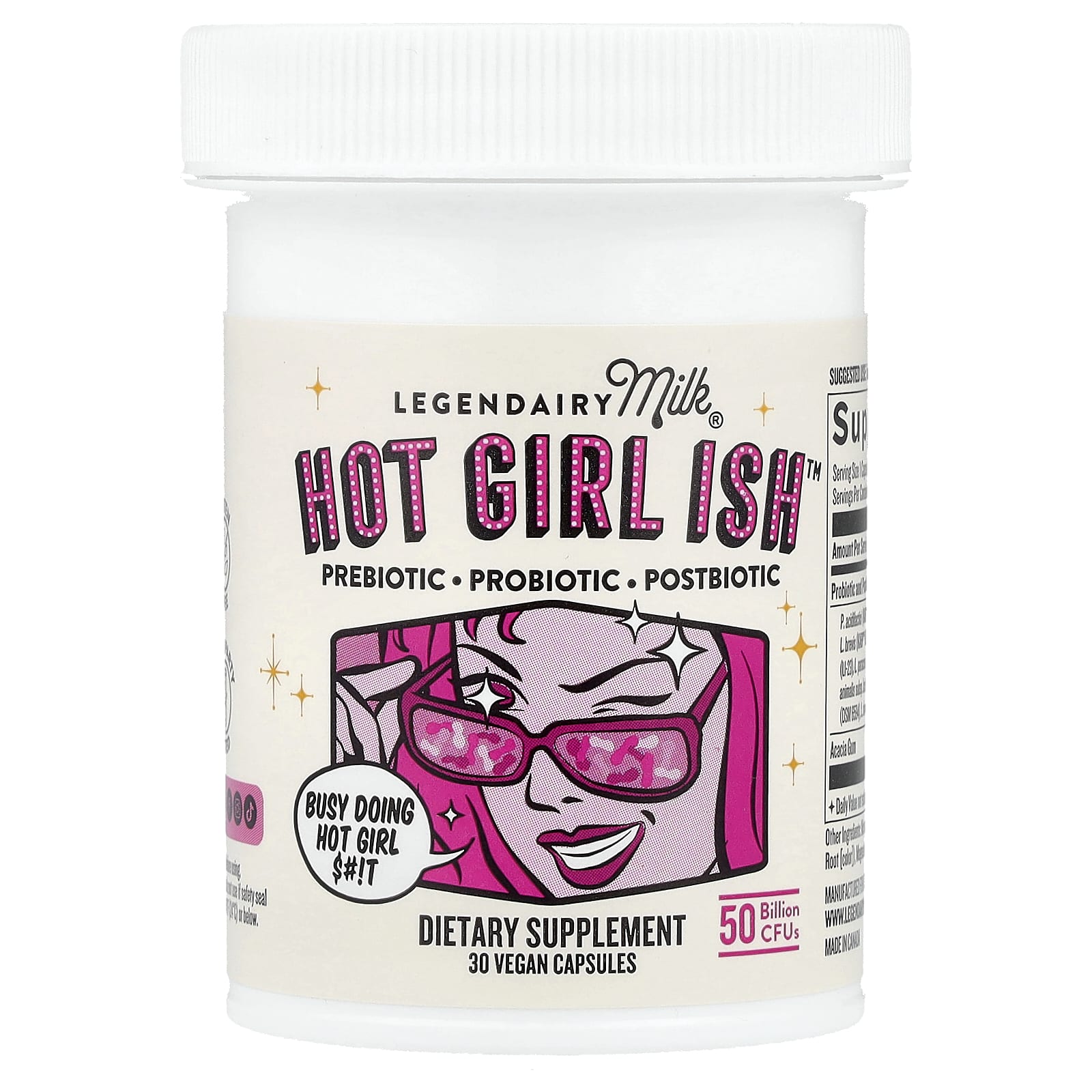 Legendairy Milk, Hot Girl Ish ™, пребиотик, пробиотик, постбиотик, 50 млрд КОЕ, 30 веганских капсул