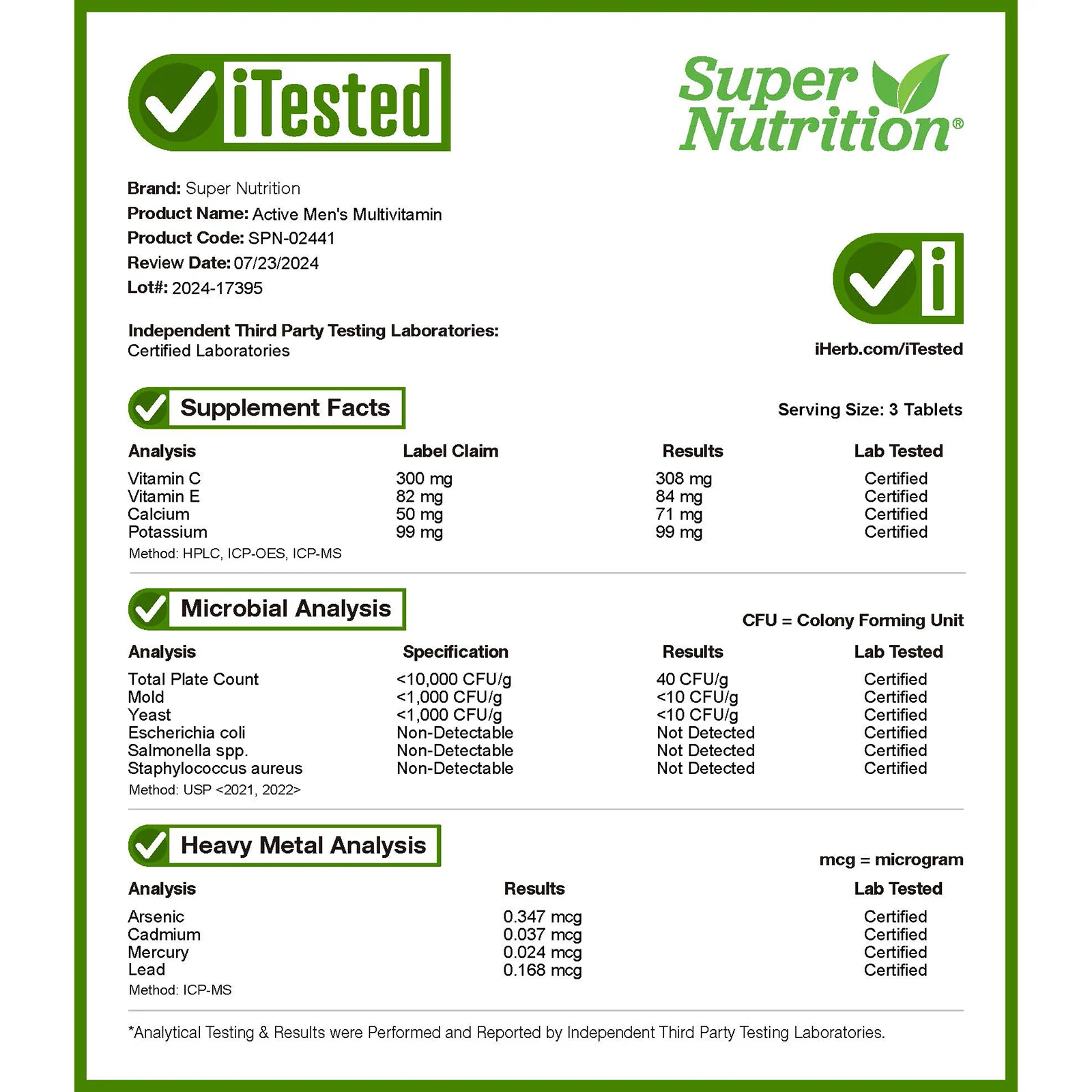 Super Nutrition, Active Men's Multivitamin, 180 Tablets