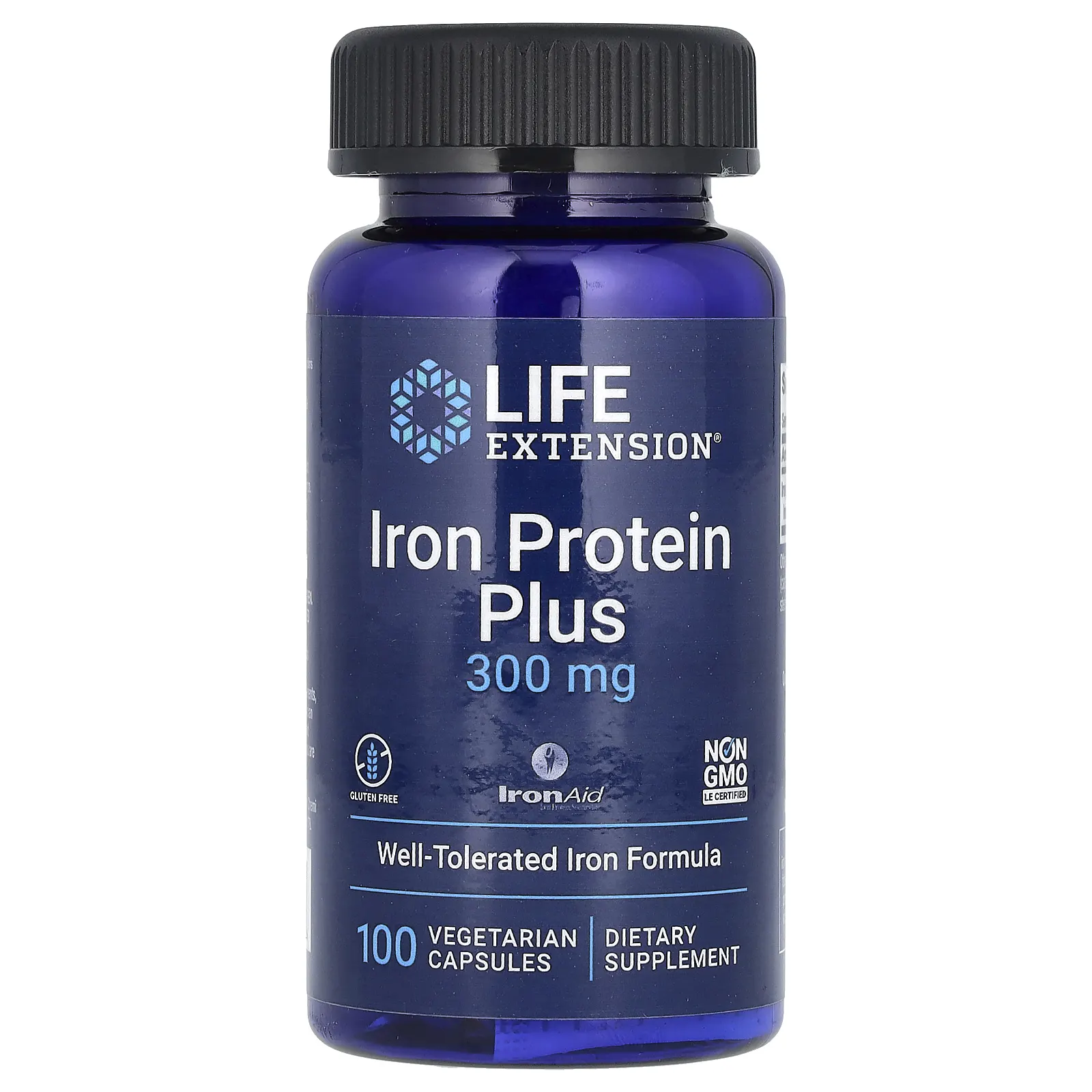 Life Extension, Iron Protein Plus, 300 мг, 100 вегетарианских капсул