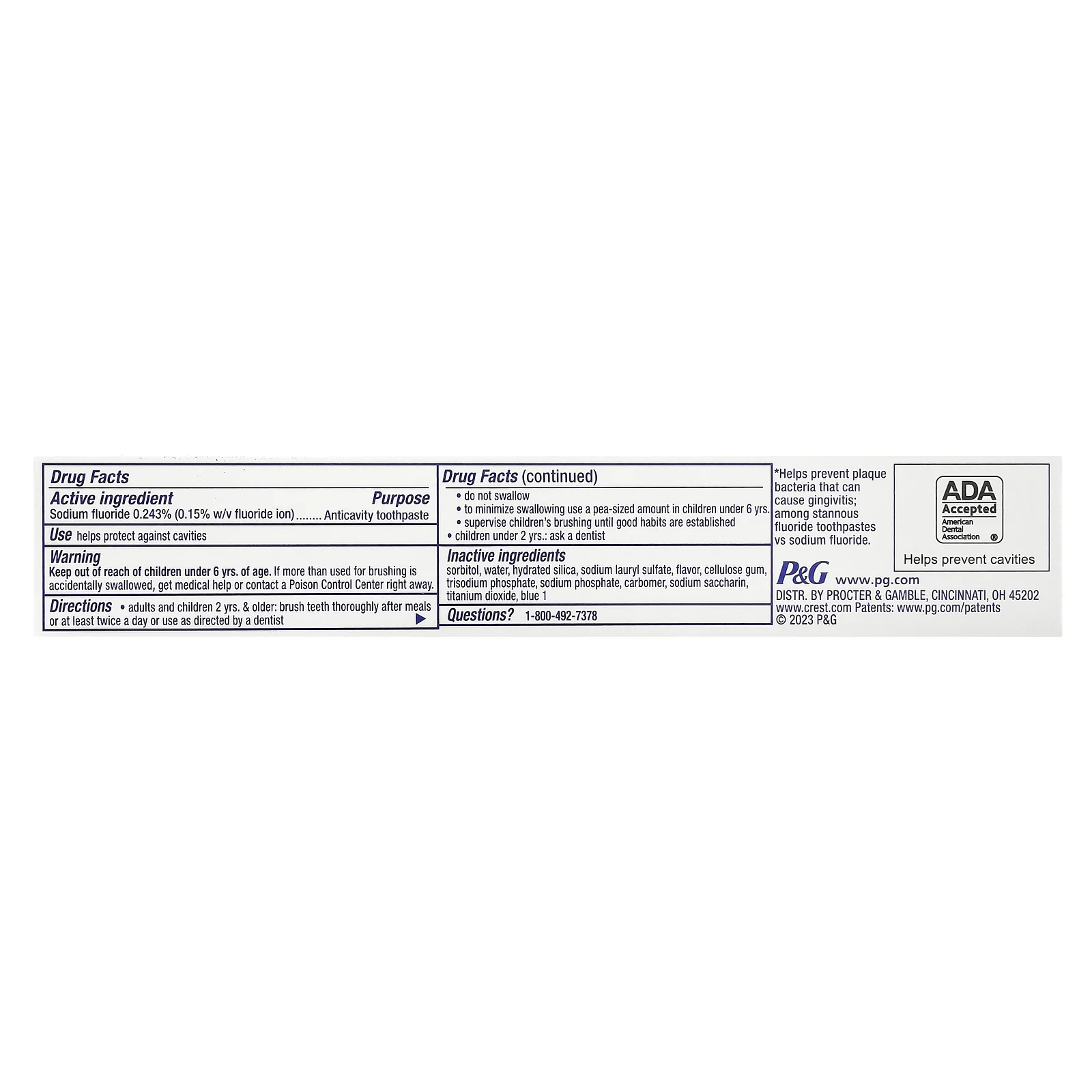 Crest, Plus, защита кариеса, зубная паста с фтором, обычная, 68 г (2,4 унции)