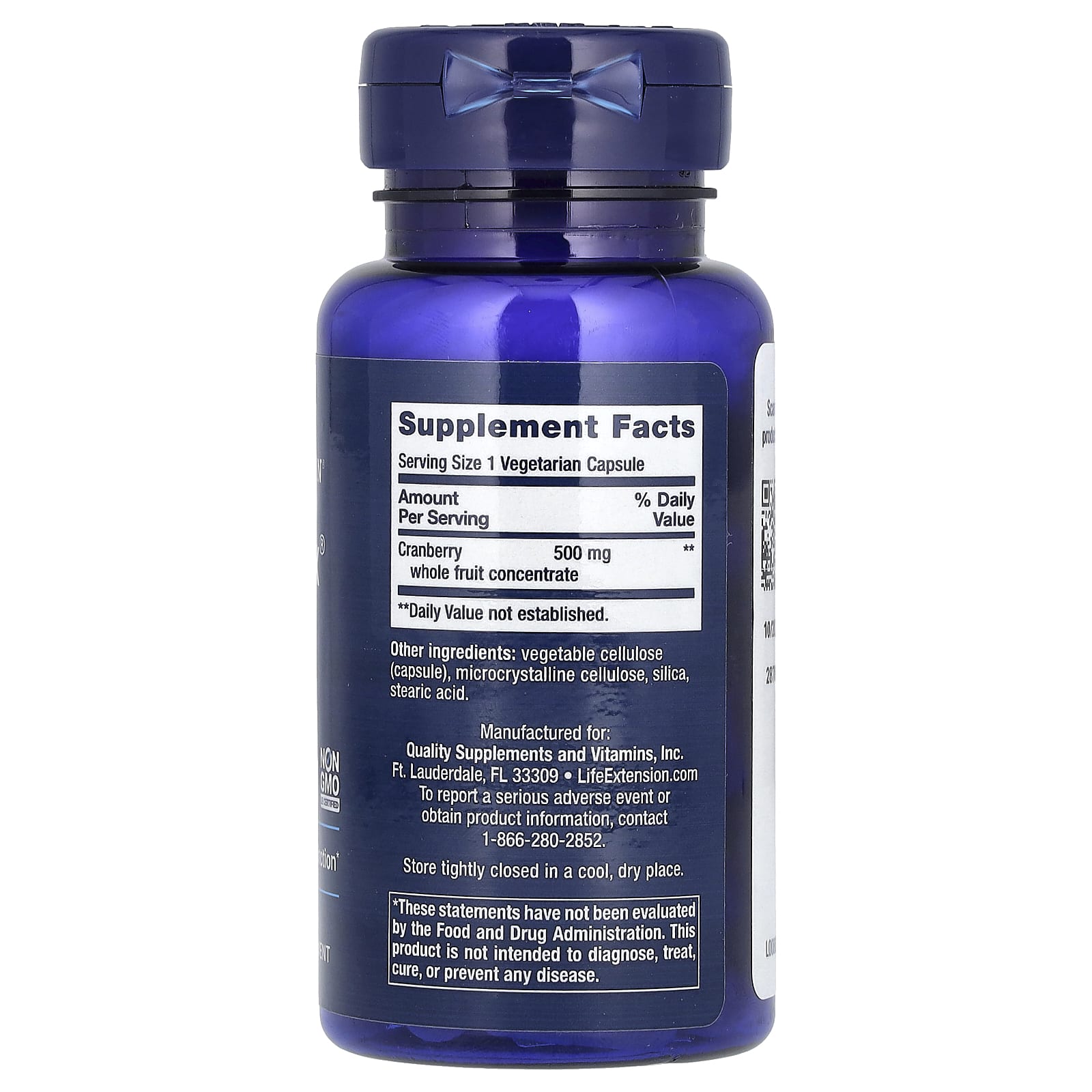 Life Extension, Cran-Max, концентрат цельных ягод клюквы, 500 мг, 60 вегетарианских капсул