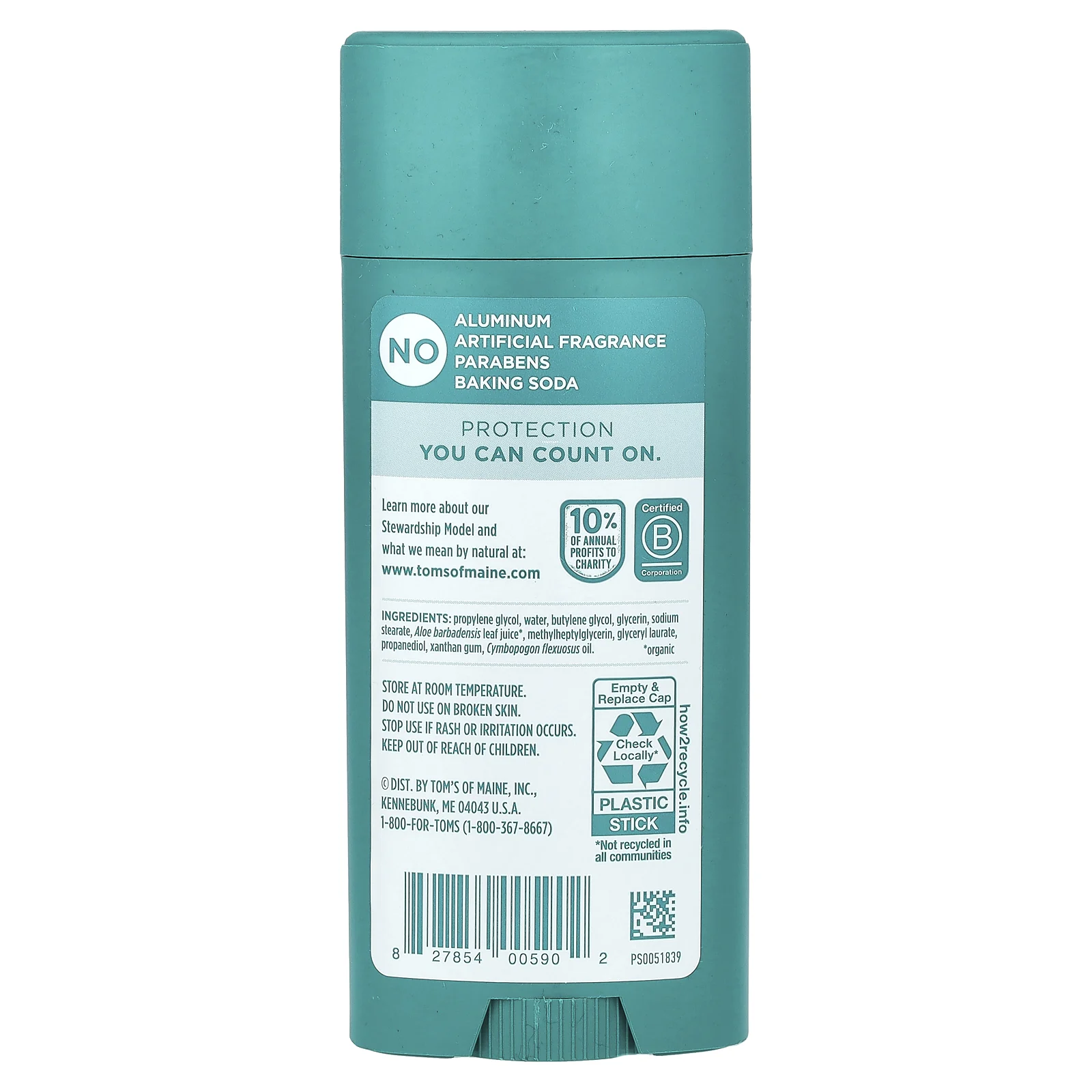 Tom's of Maine, дезодорант без алюминия, без запаха, 92 г (3,25 унции)