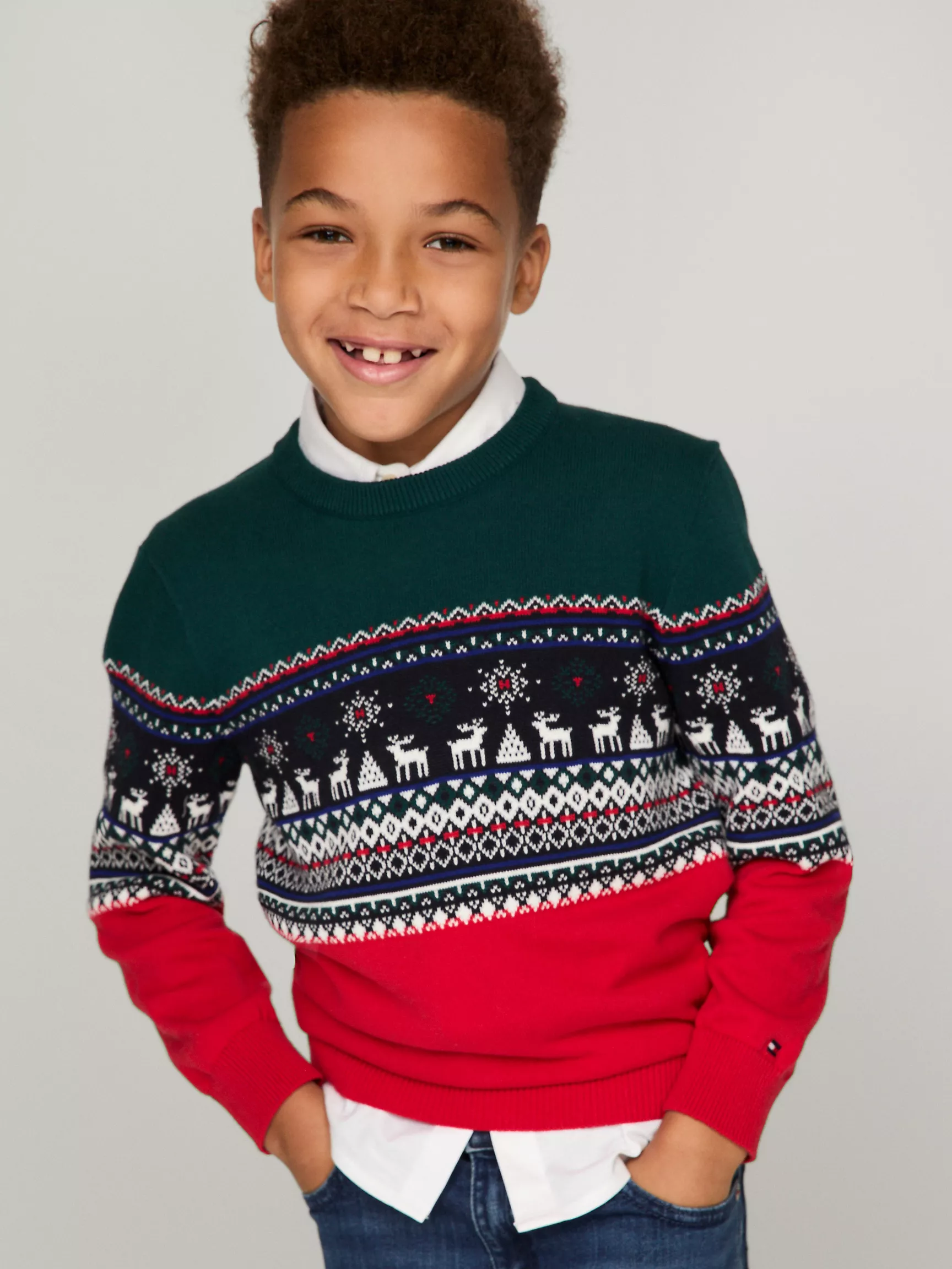 Свитер для мальчика Tommy Hilfiger, Детский свитер с узором Fair Isle и оленем
