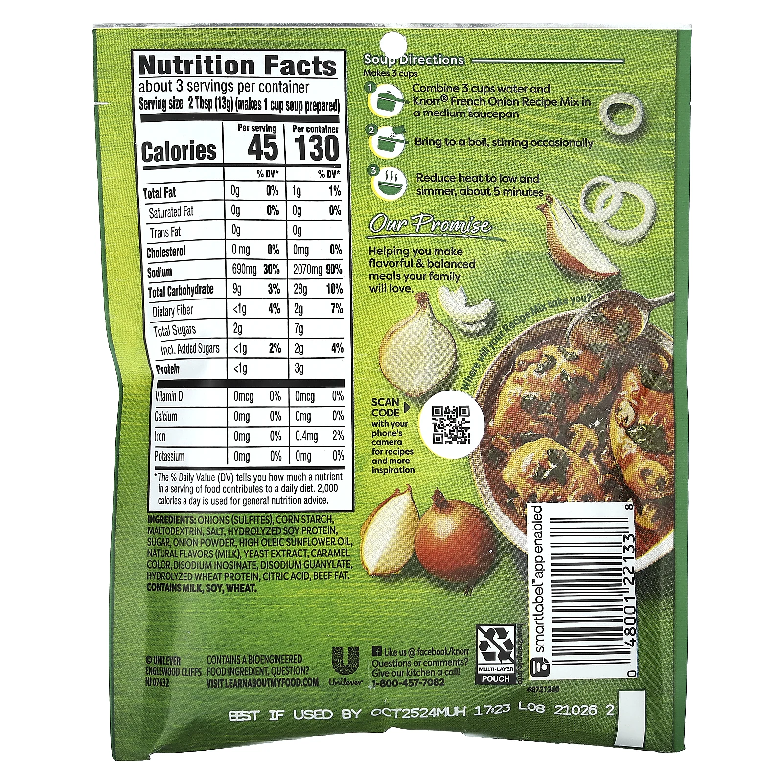 Knorr, Смесь  Французский луковый рецепт , 1,4 унции (40 г)