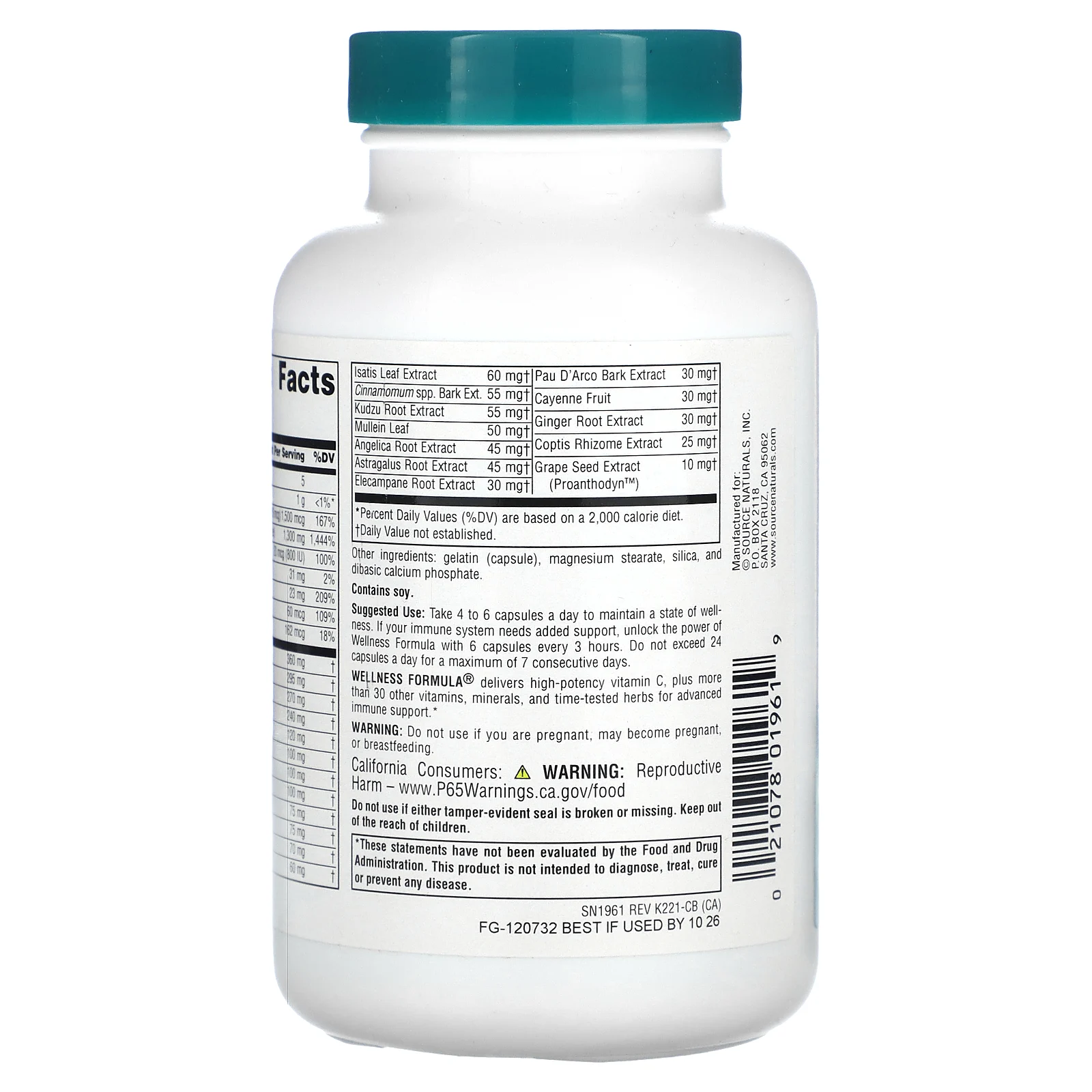 Source Naturals, Wellness Formula, улучшенная поддержка иммунитета, 120 капсул