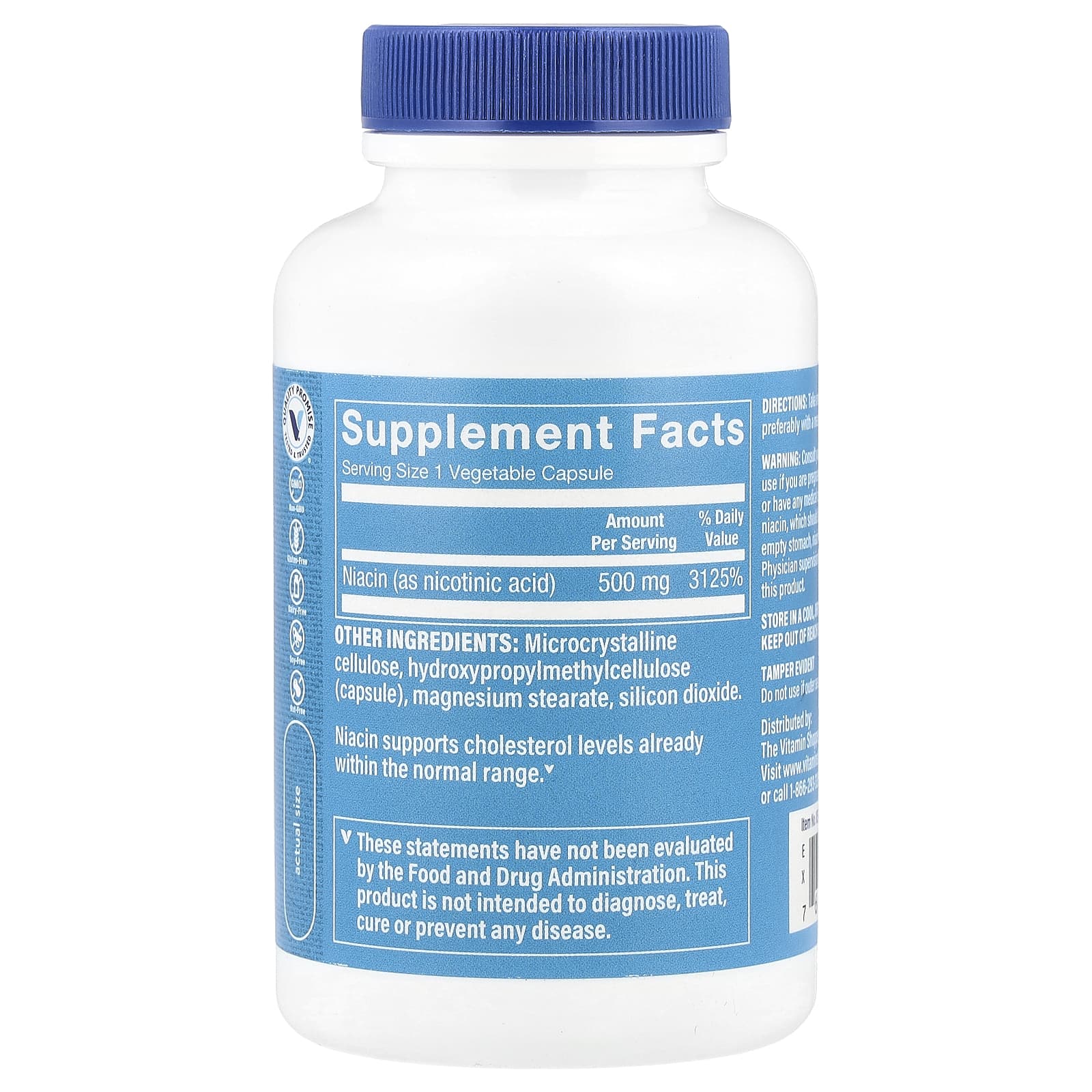 The Vitamin Shoppe, Ниацин, 500 мг, 100 растительных капсул