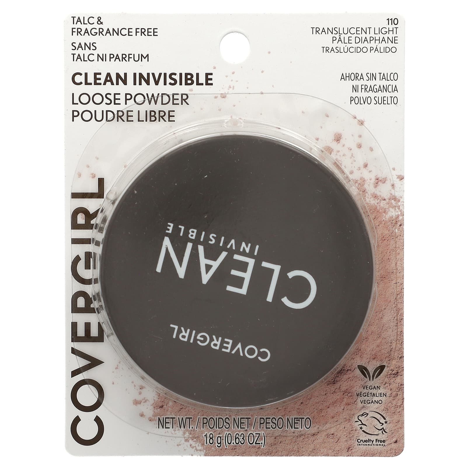 Covergirl, Clean Invisive, рассыпчатая пудра, оттенок 110 полупрозрачный светлый, 18 г (0,63 унции)