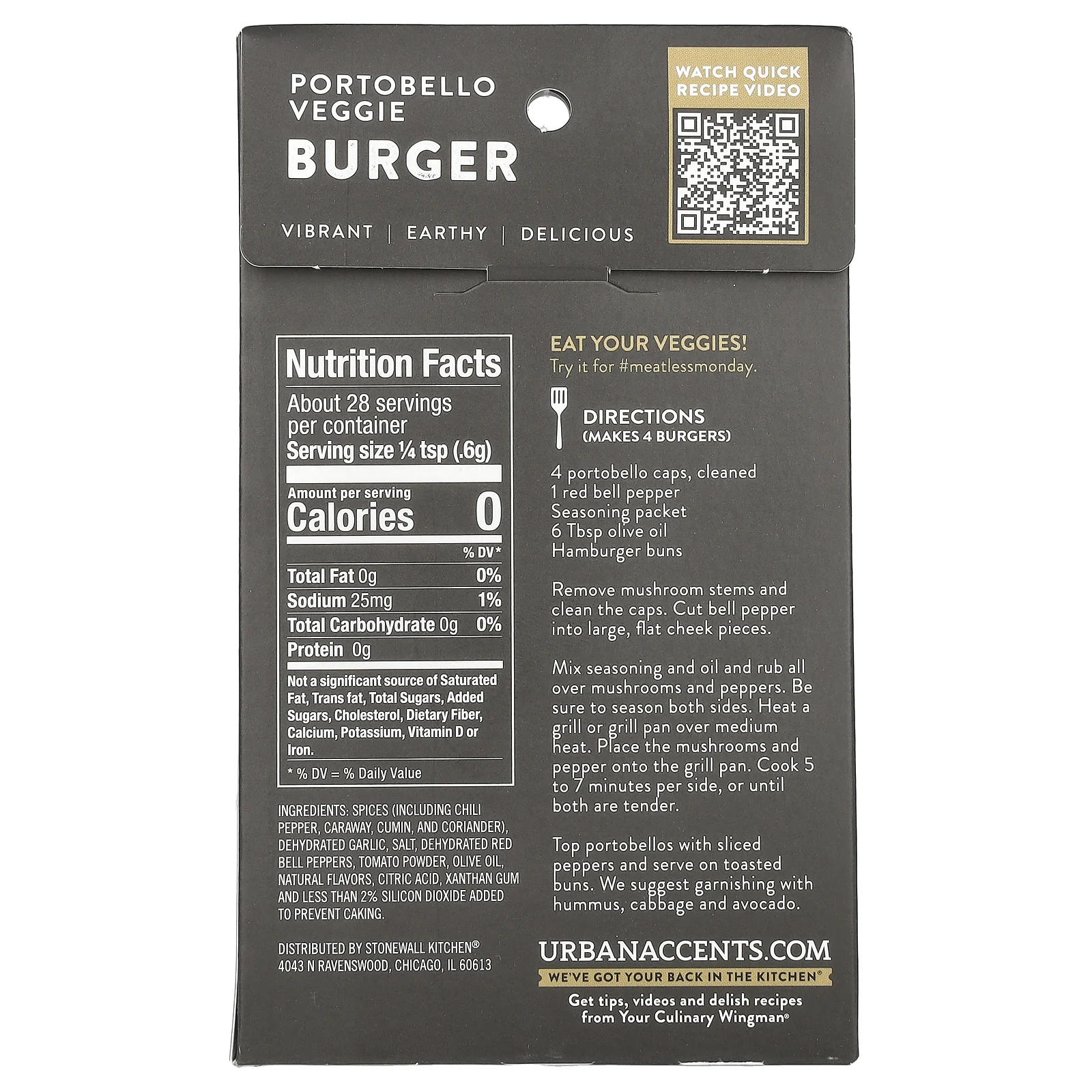 Urban Accents, Портобелло, смесь вегетарианских бургеров с пряностями и хариссой, 17 г (0,6 унции)