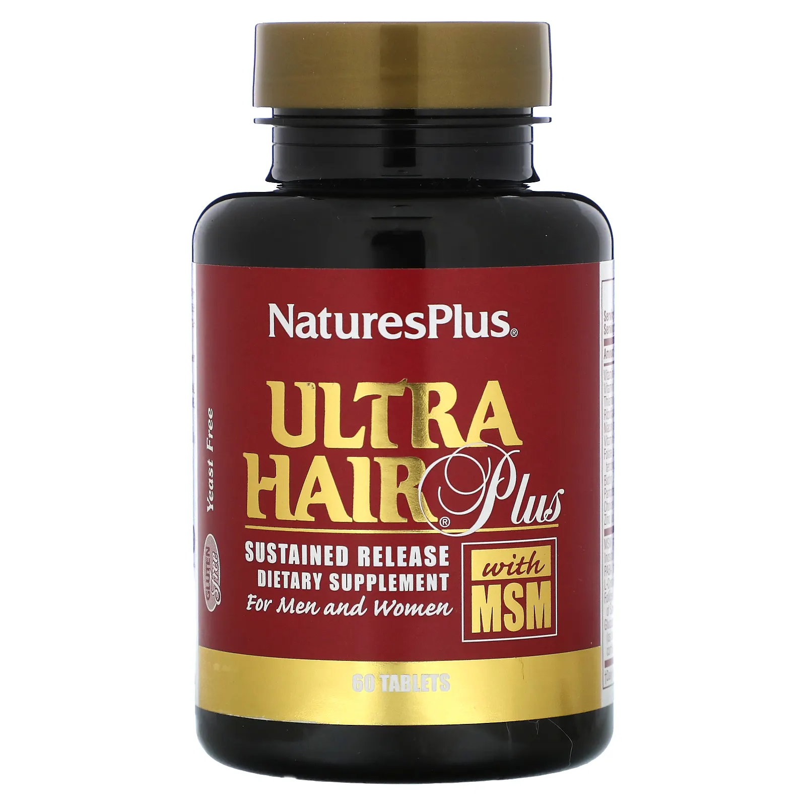 NaturesPlus, Ultra Hair Plus, добавка с МСМ для роста волос, для мужчин и женщин, 60 таблеток