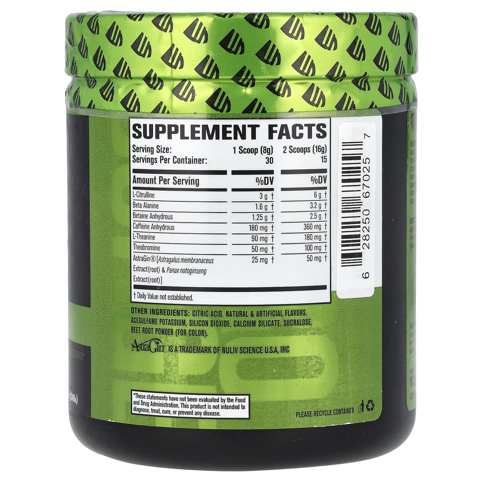 Jacked Factory, Nitro Surge, перед тренировкой, арбуз, 240 г (8,46 унции)