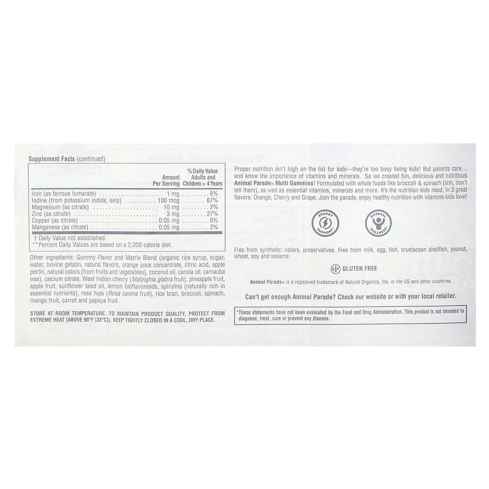 NaturesPlus, Source of Life, детские жевательные конфеты Animal Parade, со вкусом вишни, апельсина и винограда, 75 жевательных конфет в форме животных