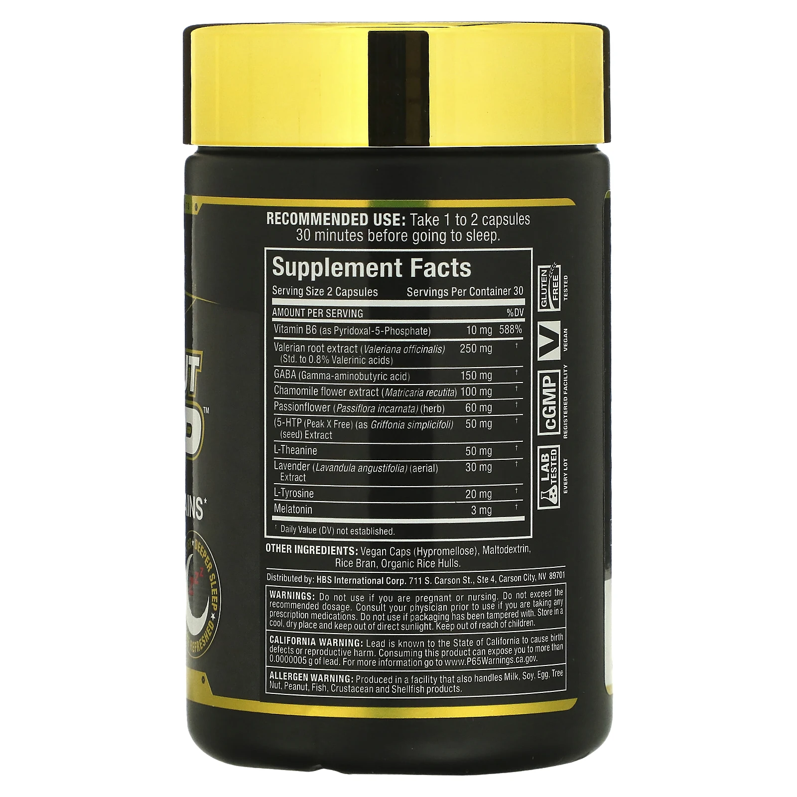 ALLMAX, Крепкий ночной сон, мелатонин + ГАМК + корень валерианы, 60 веганских капсул