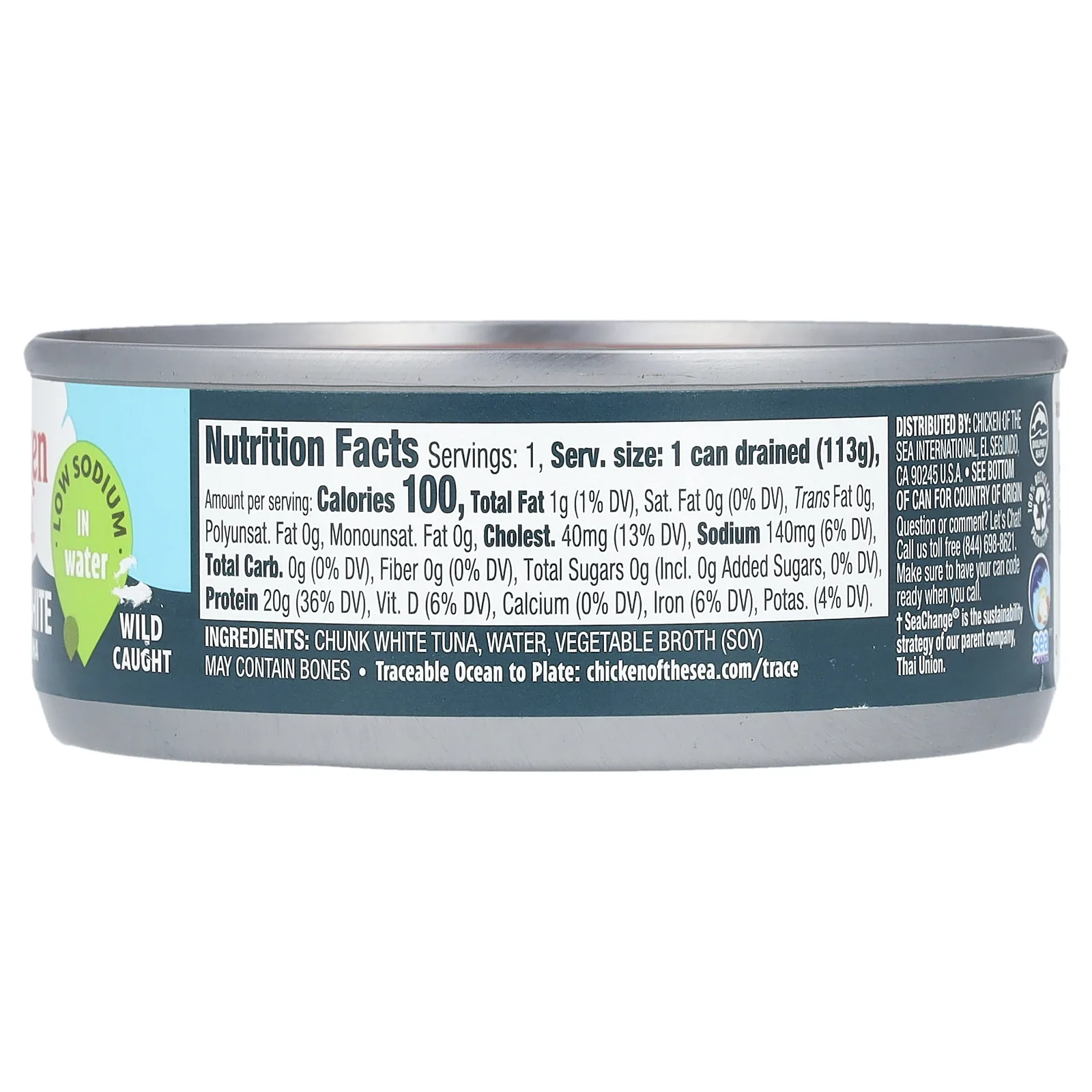 Chicken of the Sea, кусочки белого тунца альбакора, в воде, дикого улова, 142 г (5 унций)