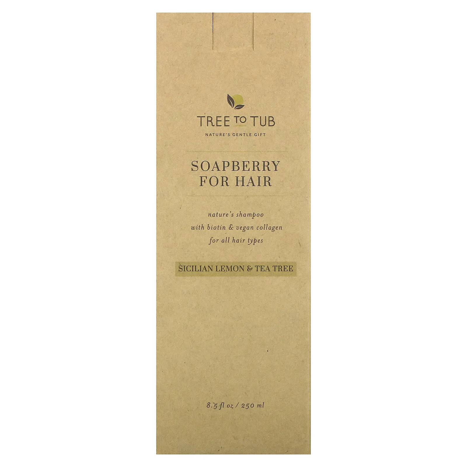 Tree To Tub, Soapberry For Hair Shampoo, для всех типов волос, сицилийский лимон и чайное дерево, 250 мл (8,5 жидк. Унции)