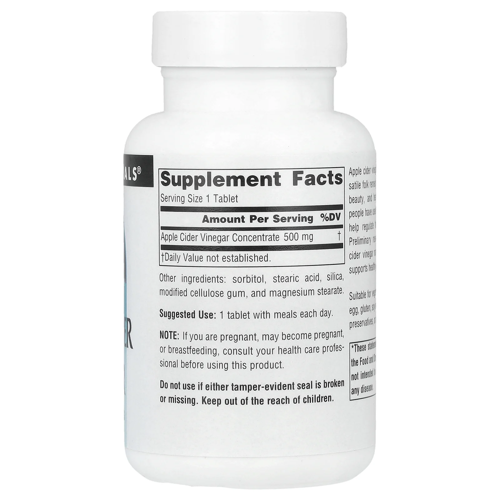 Source Naturals, Яблочный уксус, 500 мг, 90 таблеток