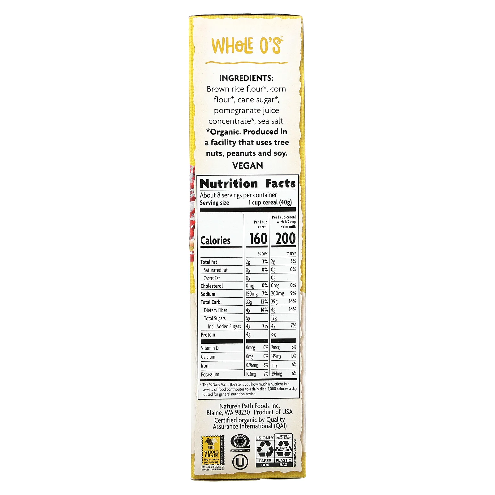 Nature's Path, Хлопья Whole O's, 11,5 унций (325 г)