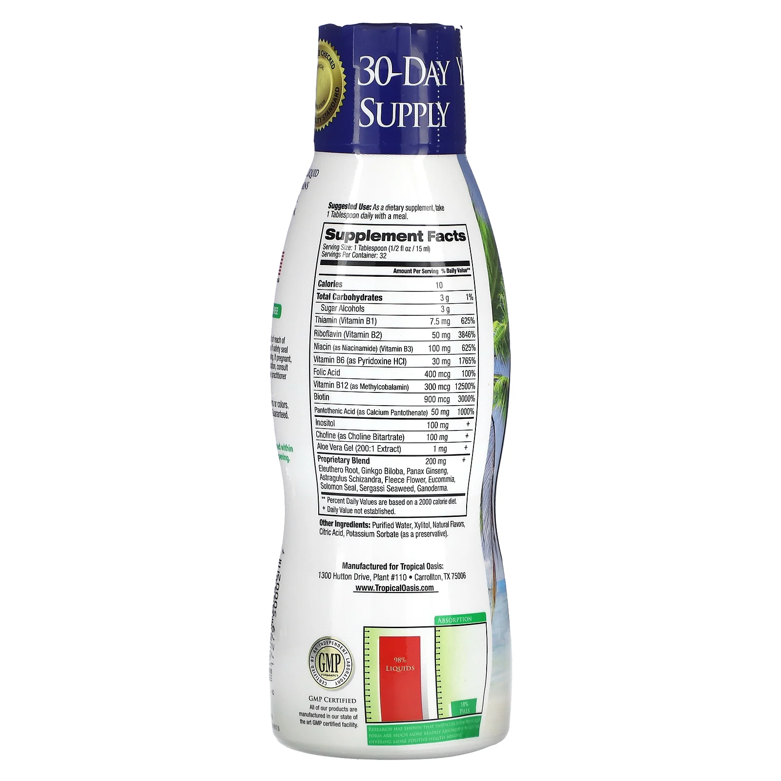 Tropical Oasis, Premium, Liquid B-Complex, 16 fl oz (480 ml)