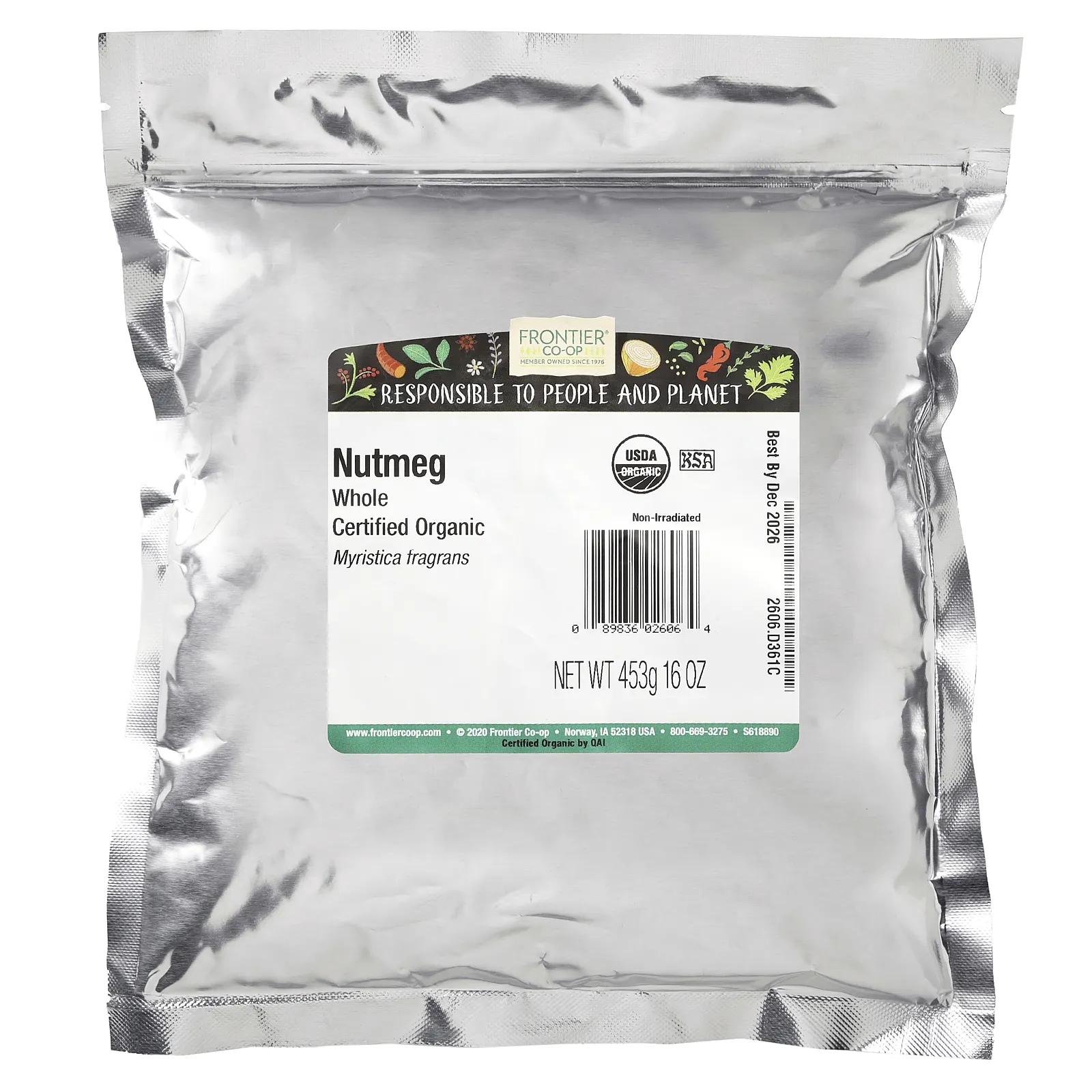 Frontier Co-op, Органический цельный мускатный орех, 453 г (16 унций)