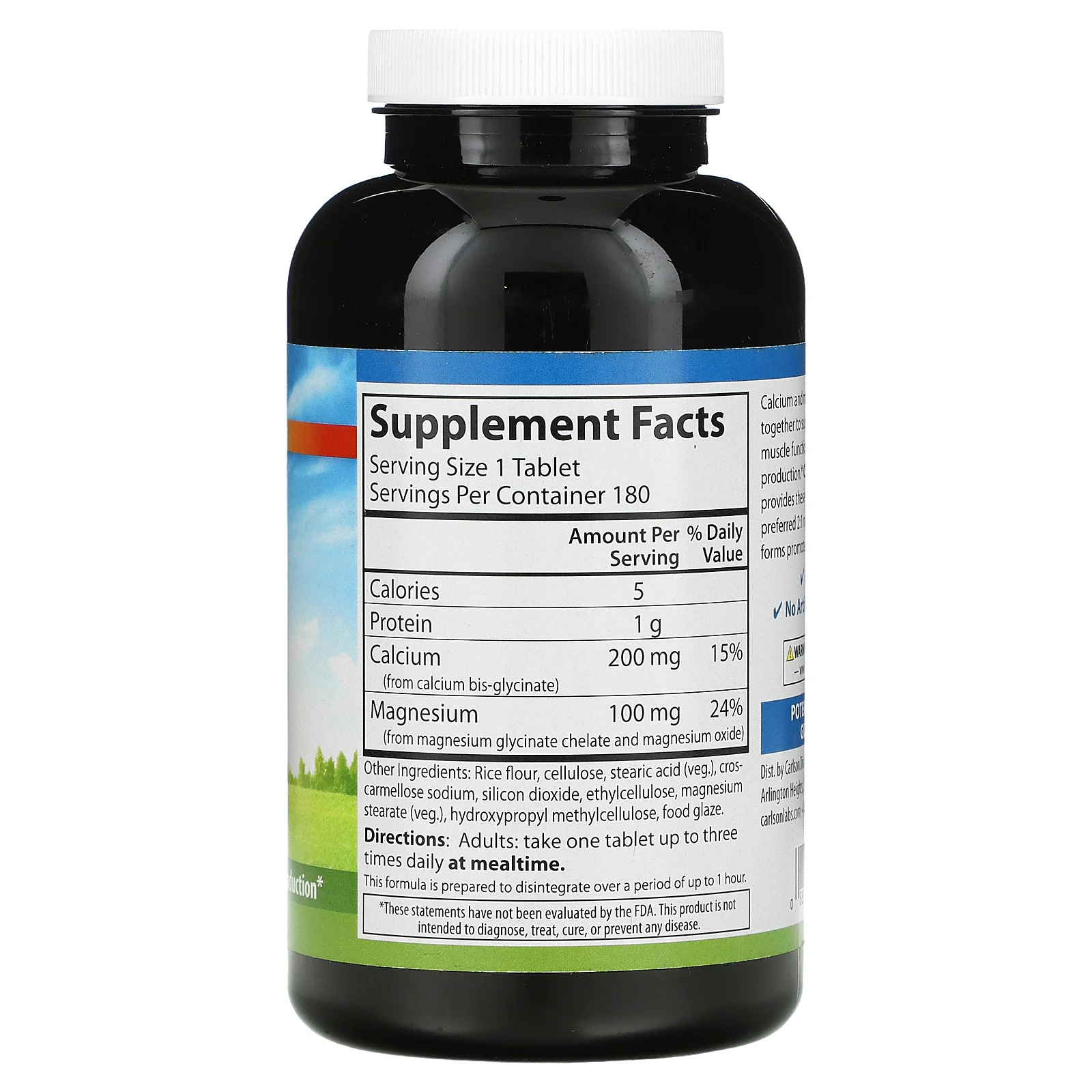 Carlson, Chelated Cal-Mag, 180 таблеток