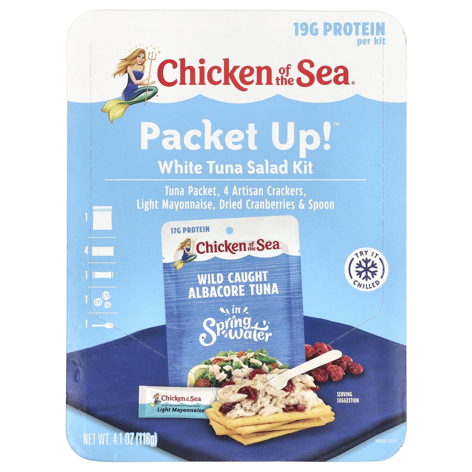 Chicken of the Sea, Packet Up! ™, набор для салата из белого тунца, 1 набор, 116 г (4,1 унции)