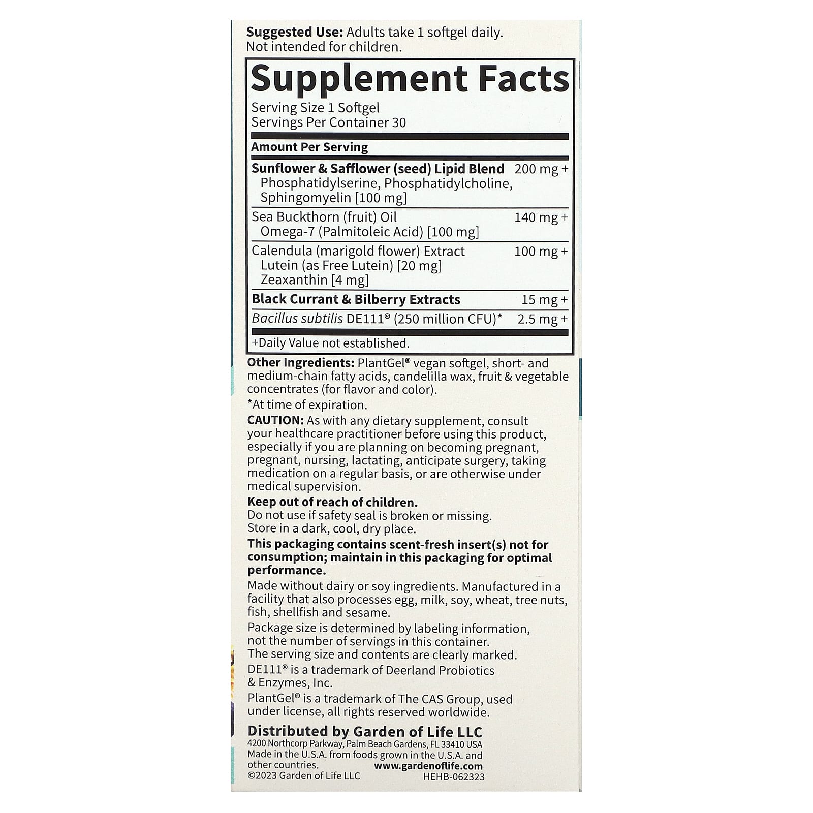 Garden of Life, Herbals, здоровье глаз, со вкусом ягод, 30 веганских капсул