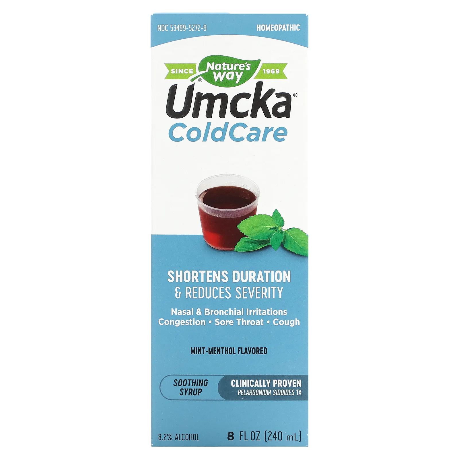 Nature's Way, Umcka, ColdCare, успокаивающий сироп, со вкусом мяты и ментола, 240 мл (8 унций)