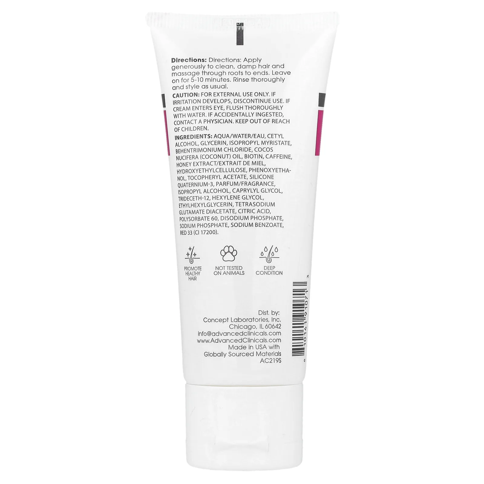 Advanced Clinicals, Биотин, маска против ломкости волос, 59 мл (2 жидк. унц.)