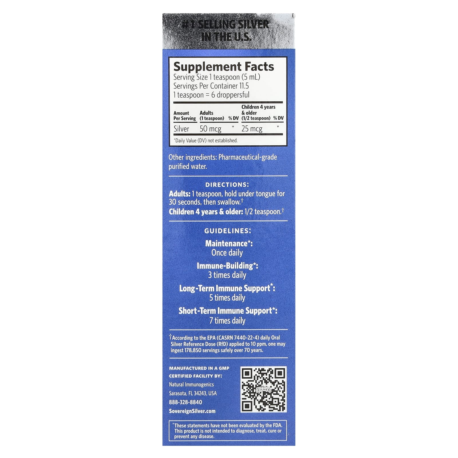 Sovereign Silver, Bio-Active Silver Hydrosol с капельным дозатором, ежедневная и иммунная поддержка, 10 ч/млн, 59 мл (2 жидких унции)