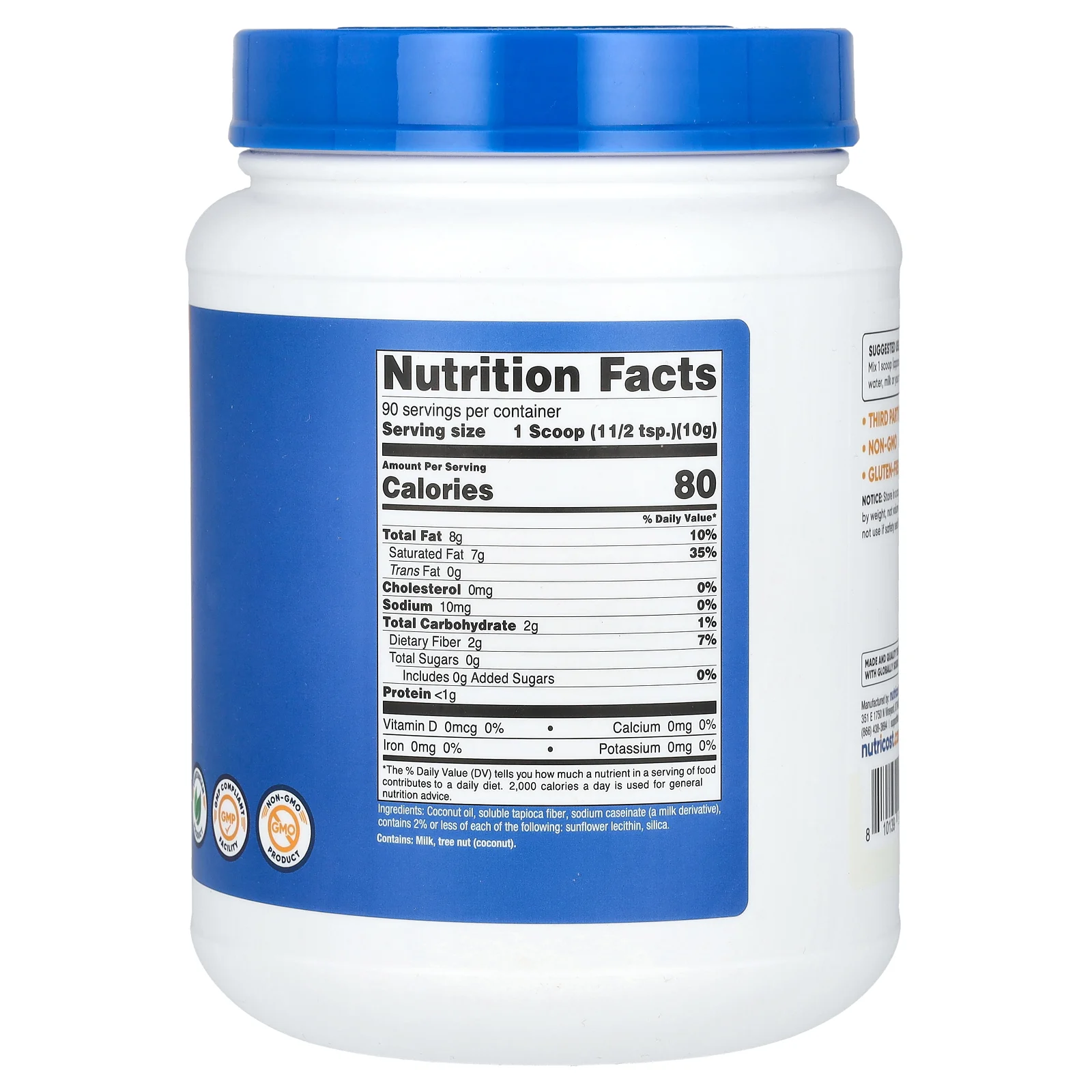 Nutricost, Порошок из кокосового масла, без добавок, 907 г (2 фунта)