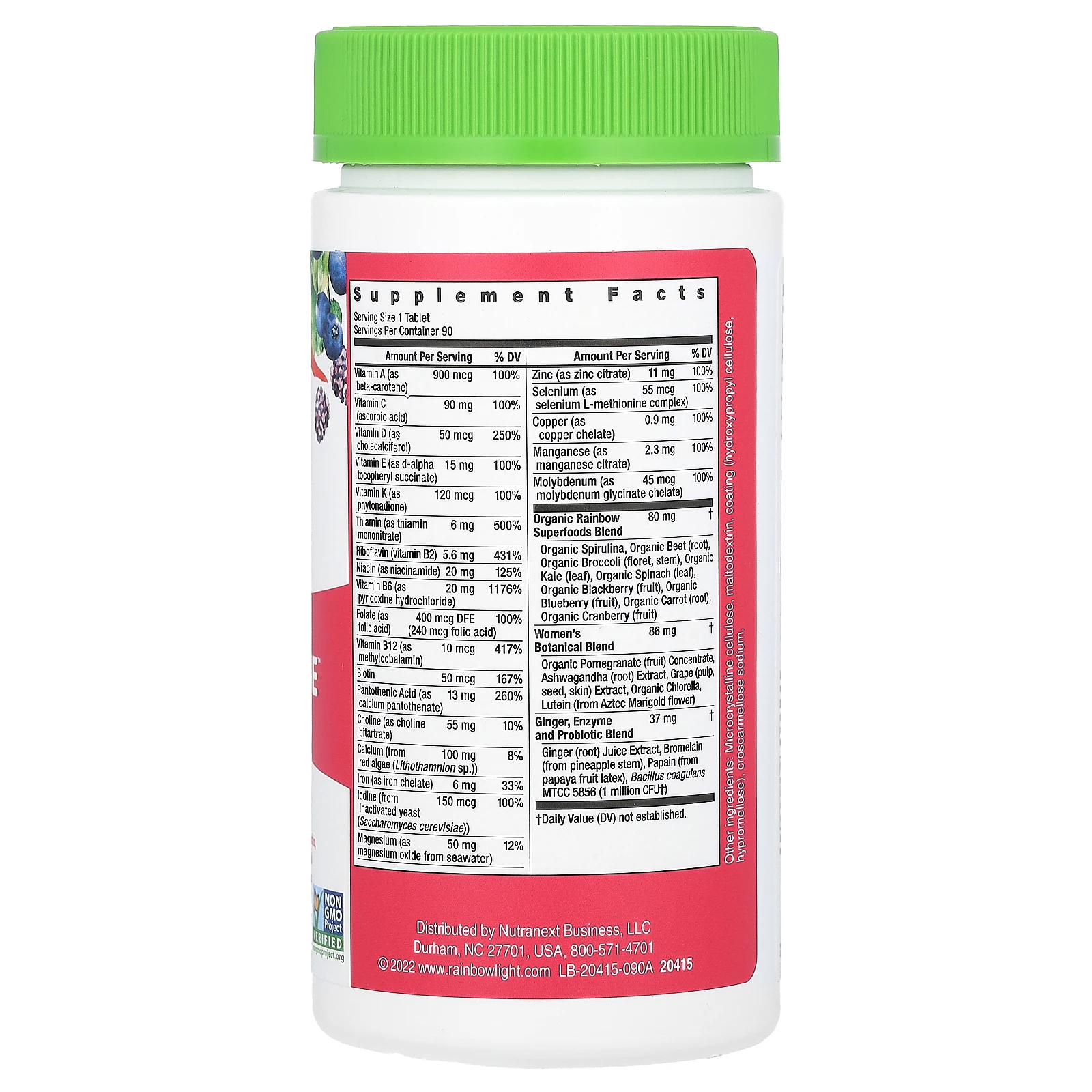Rainbow Light, Women's One, ежедневная мультивитаминная добавка для женщин, высокая эффективность, 90 вегетарианских таблеток
