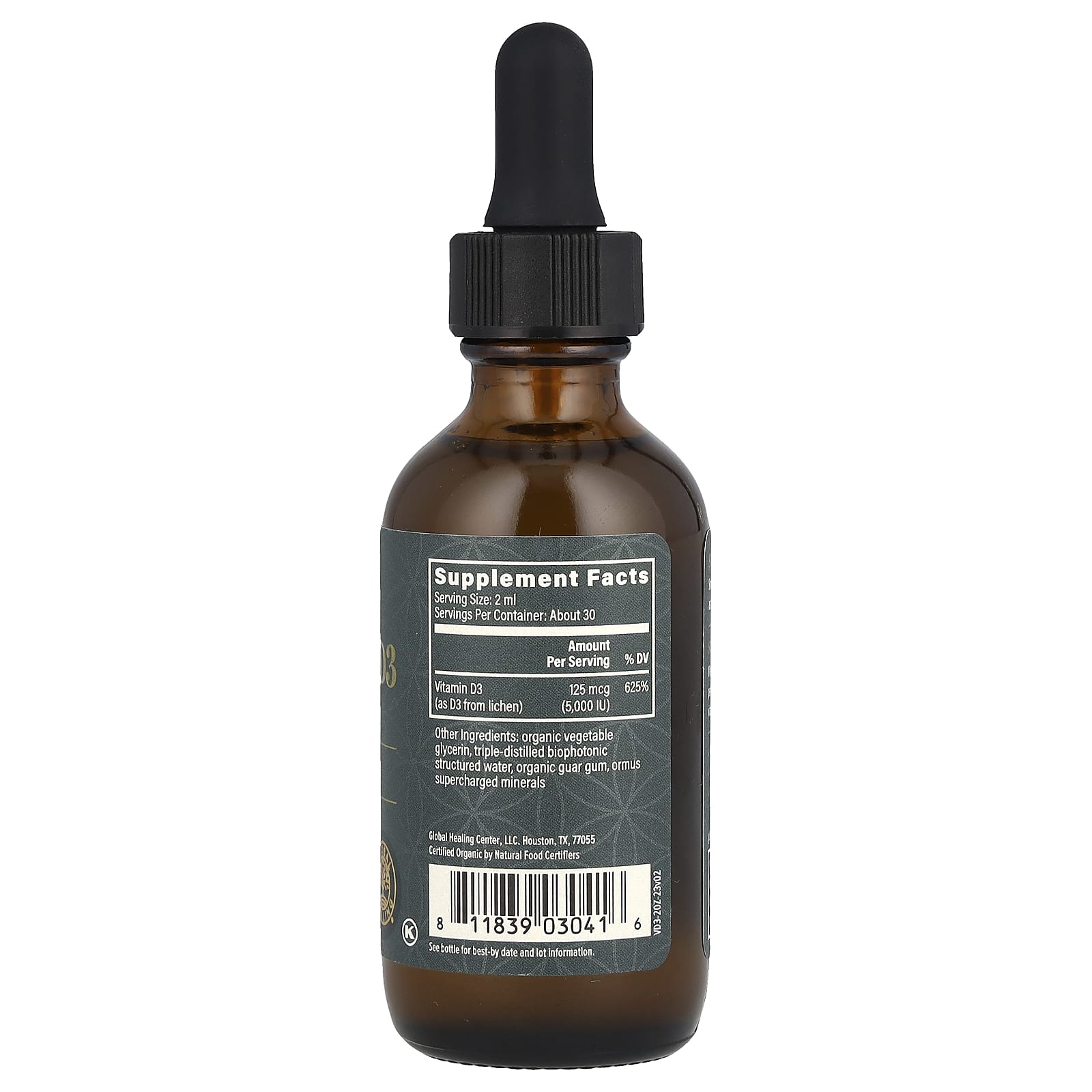 Global Healing, растительный витамин D3, 125 мкг (5000 МЕ), 59,2 мл (2 жидк. унции)