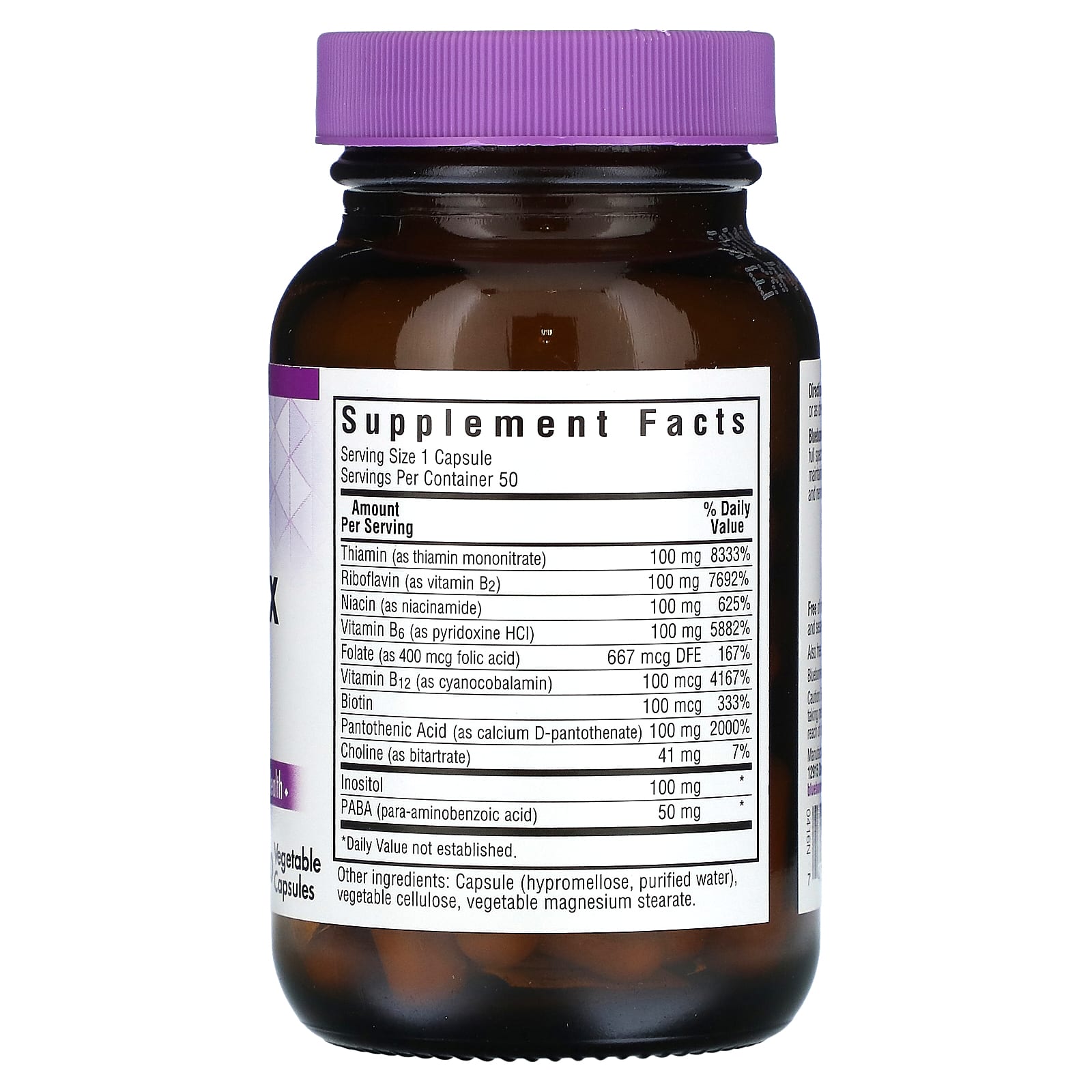 Bluebonnet Nutrition, B-Complex 100, витамины группы B, 50 растительных капсул