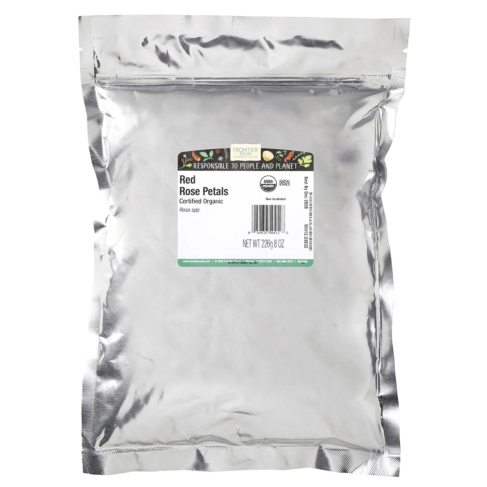 Frontier Co-op, Органические лепестки красной розы, 226 г (8 унций)