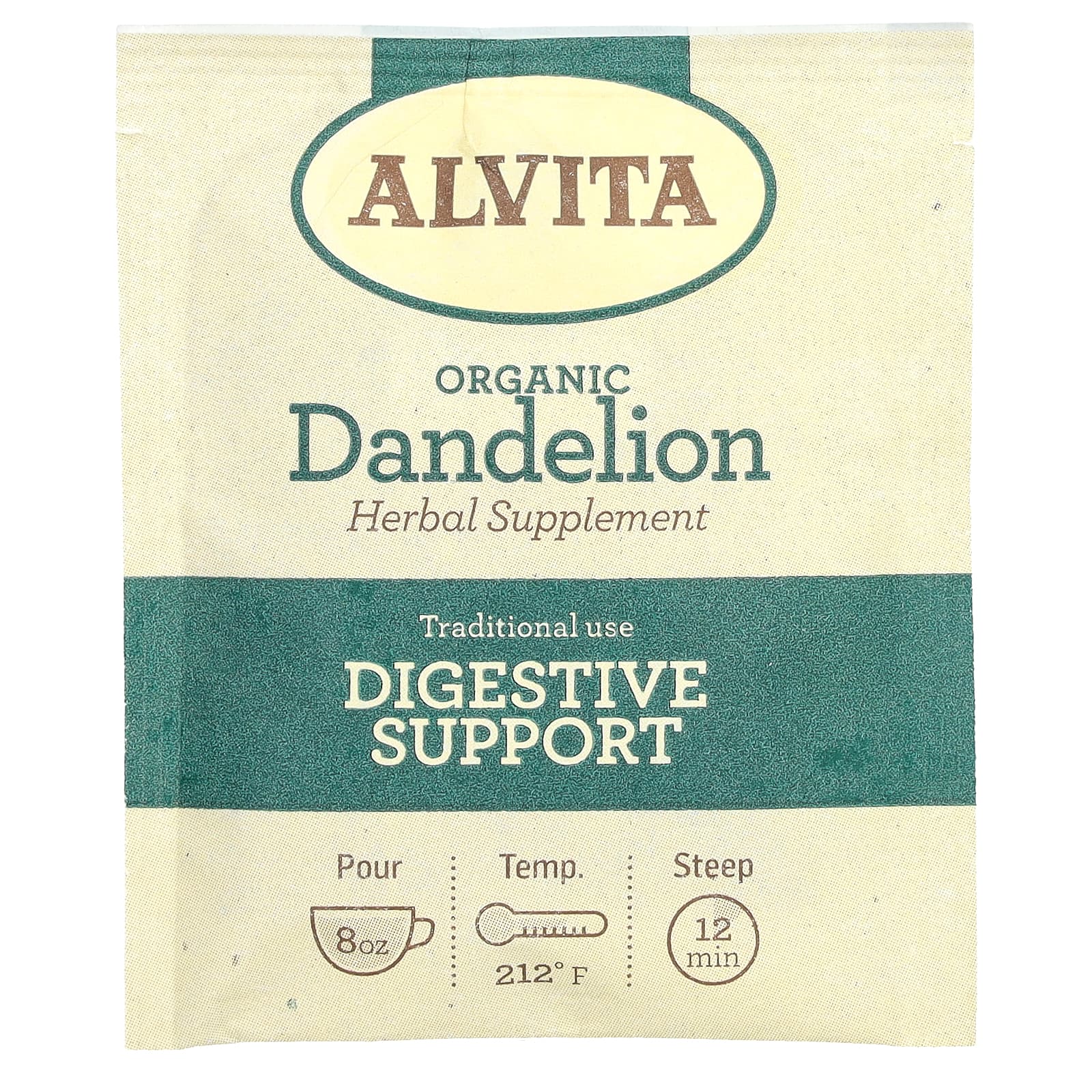 Alvita Teas, органический растительный чай, корень одуванчика, без кофеина, 16 индивидуально упакованных чайных пакетиков, 32 г (1,13 унции)