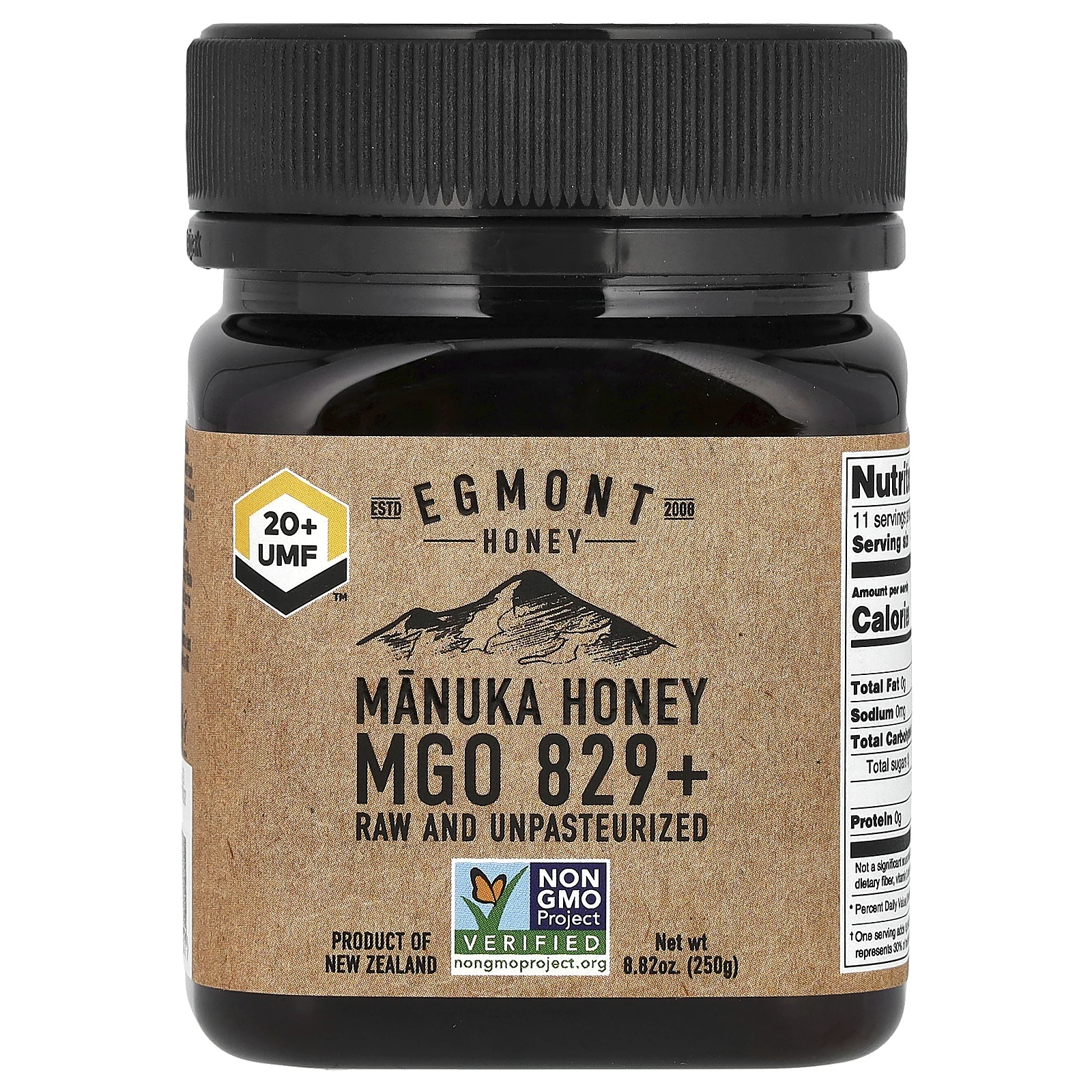 Egmont Honey, Мед манука, необработанный и непастеризованный, MGO 829+, 250 г (8,82 унции)