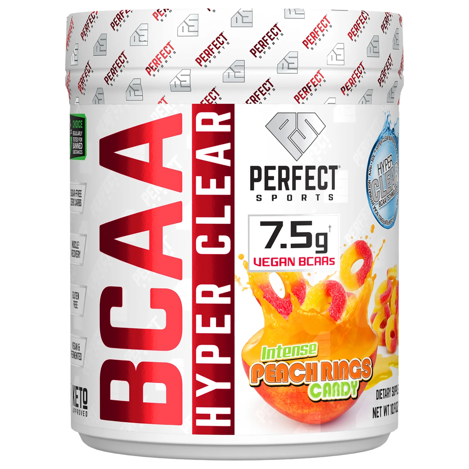Perfect Sports, BCAA Hyper Clear, персиковые кольца насыщенного цвета, 310 г (10,9 унции)