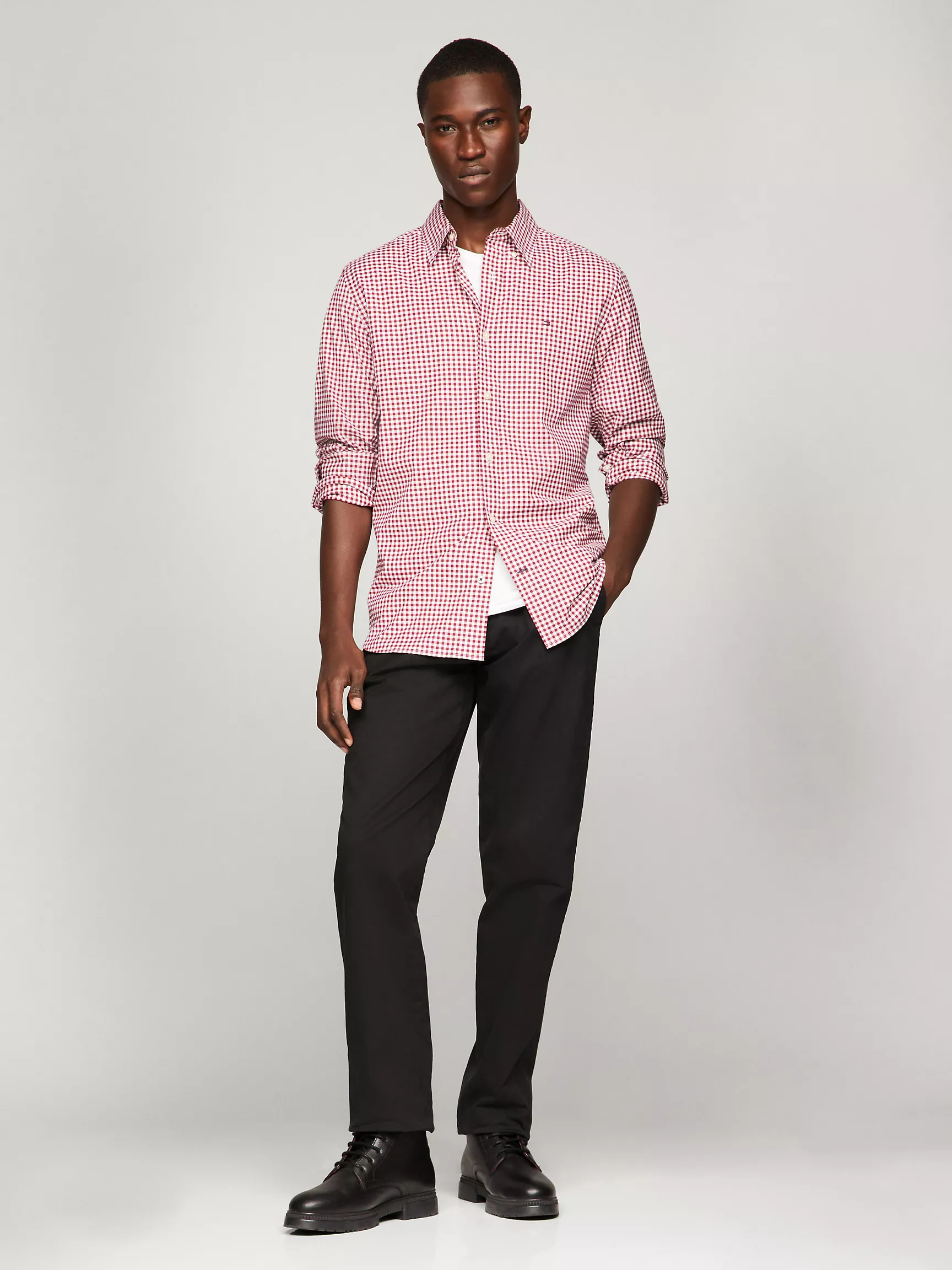 Мужская рубашка Tommy Hilfiger, Рубашка стандартного кроя THFlex из поплина в клетку гингем