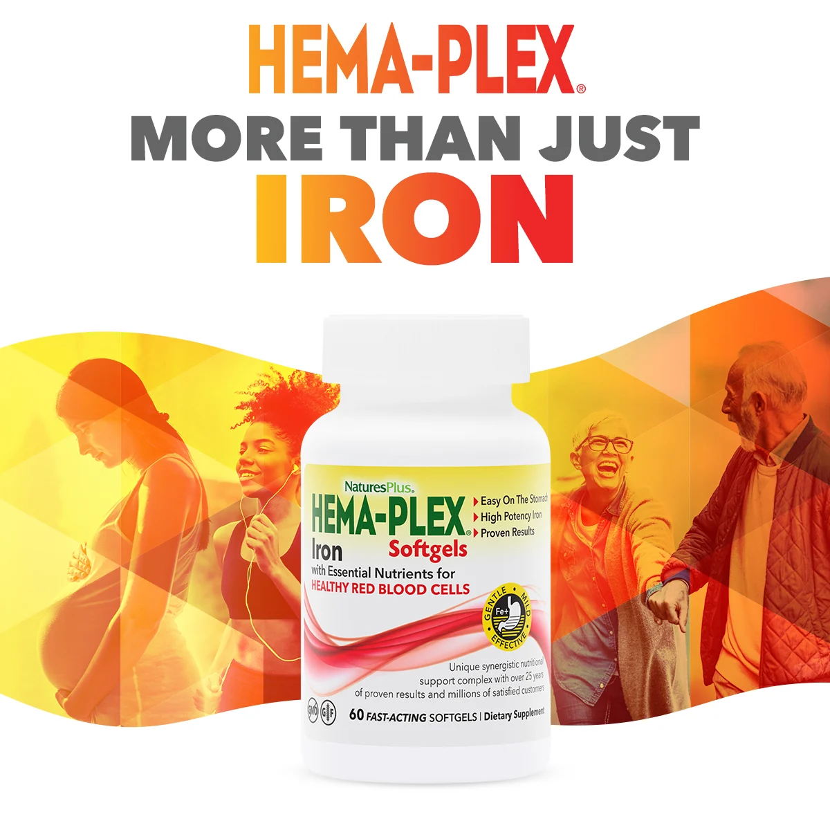 NaturesPlus, Hema-Plex, комплекс с железом, 60 капсул быстрого действия