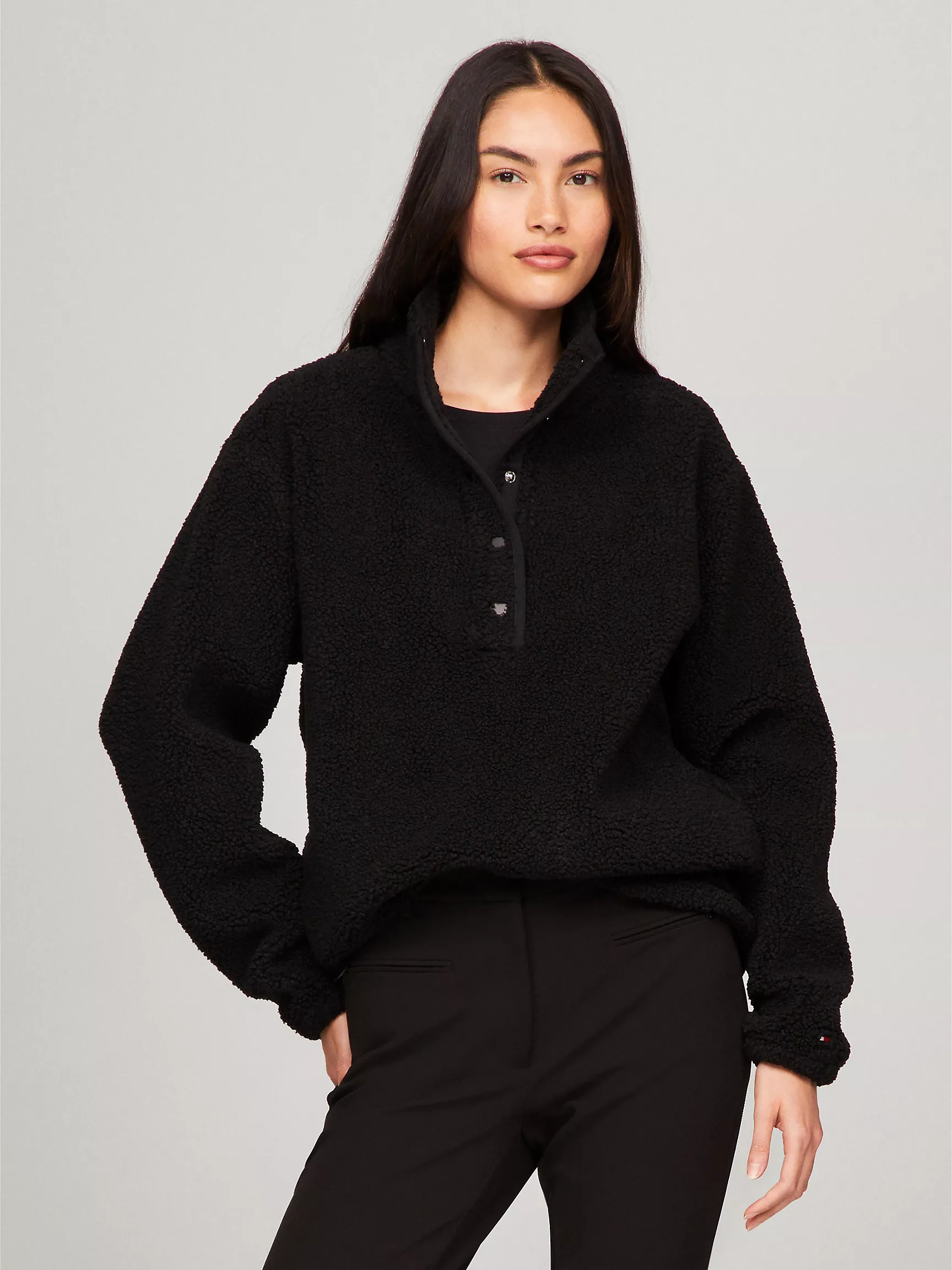 Женская толстовка Tommy Hilfiger, Свитшот с мехом шерпа и воротником на кнопках