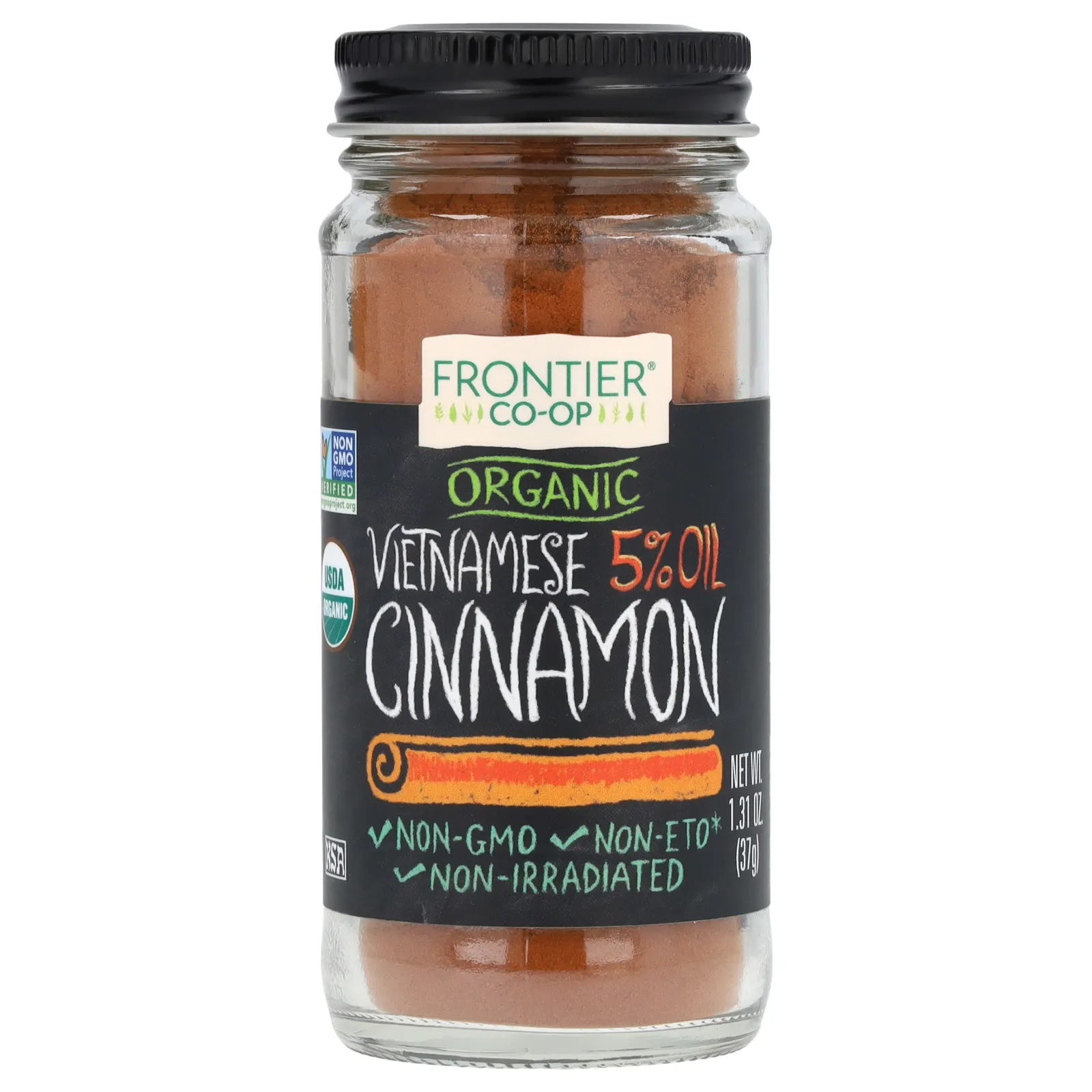 Frontier Co-op, Органическое вьетнамское 5% масло, корица, 37 г (1,31 унции)