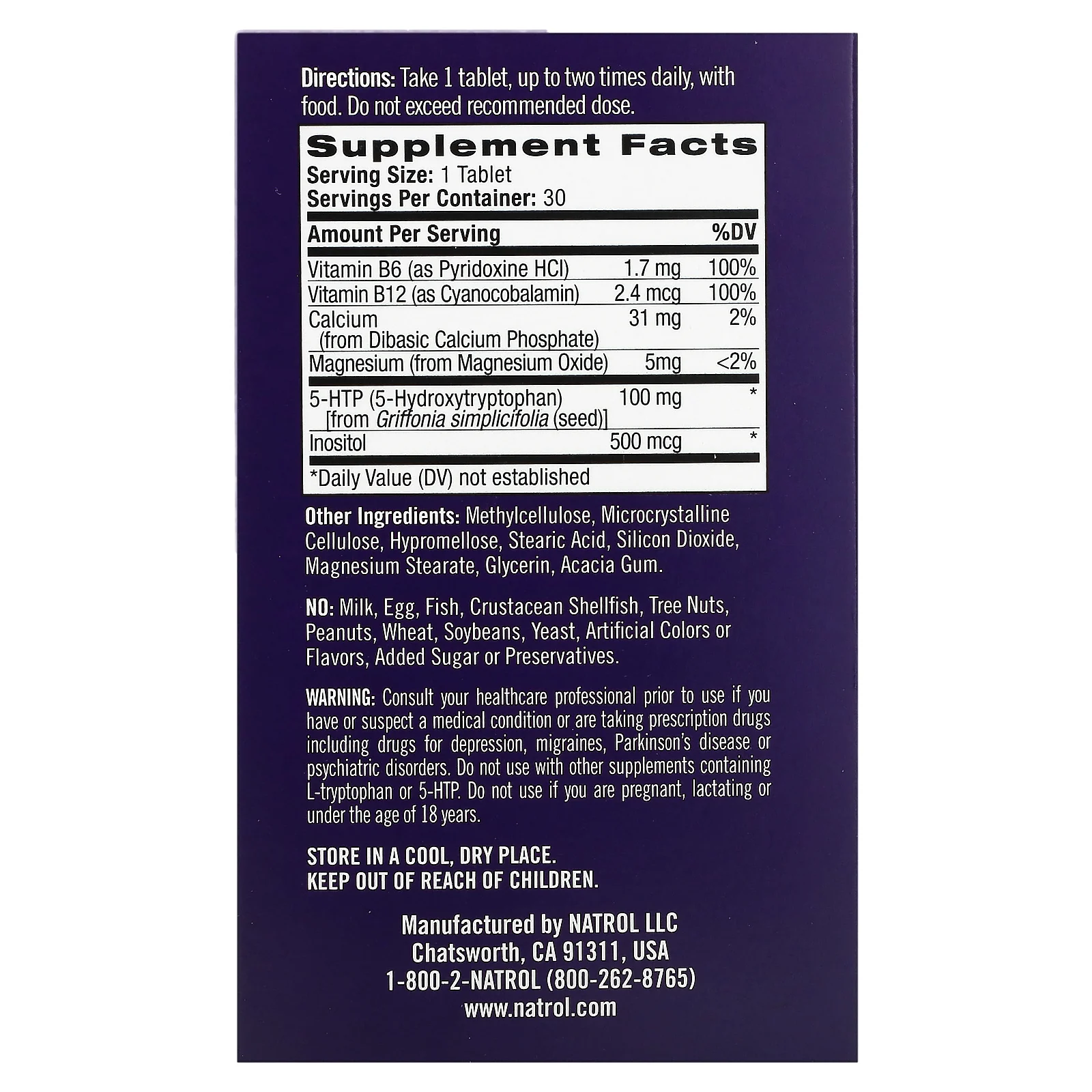 Natrol, ежедневное средство для снятия напряжения, с медленным высвобождением, 30 таблеток