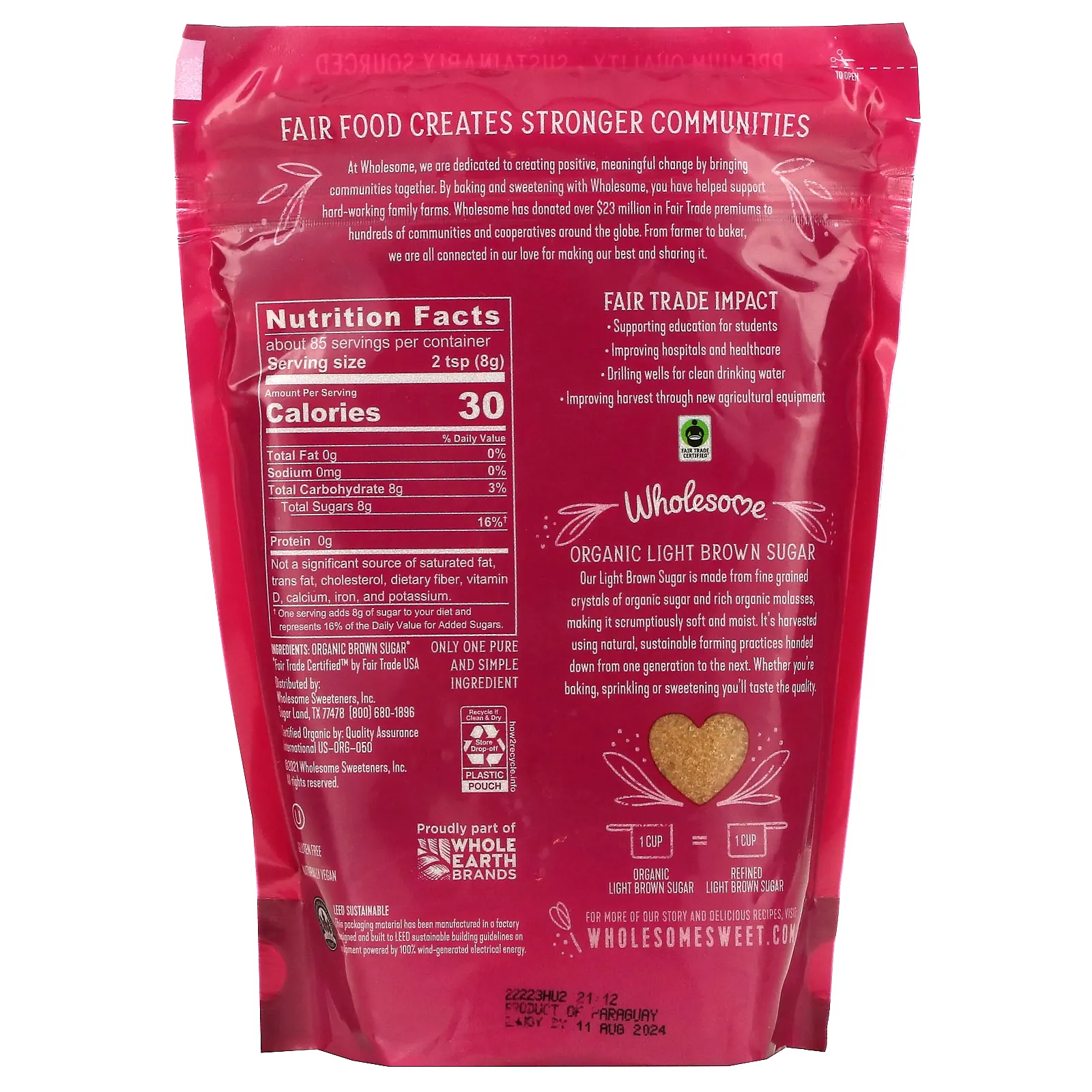 Wholesome Sweeteners, Органический легкий коричневый сахар, 1.5 фунта (680 г)